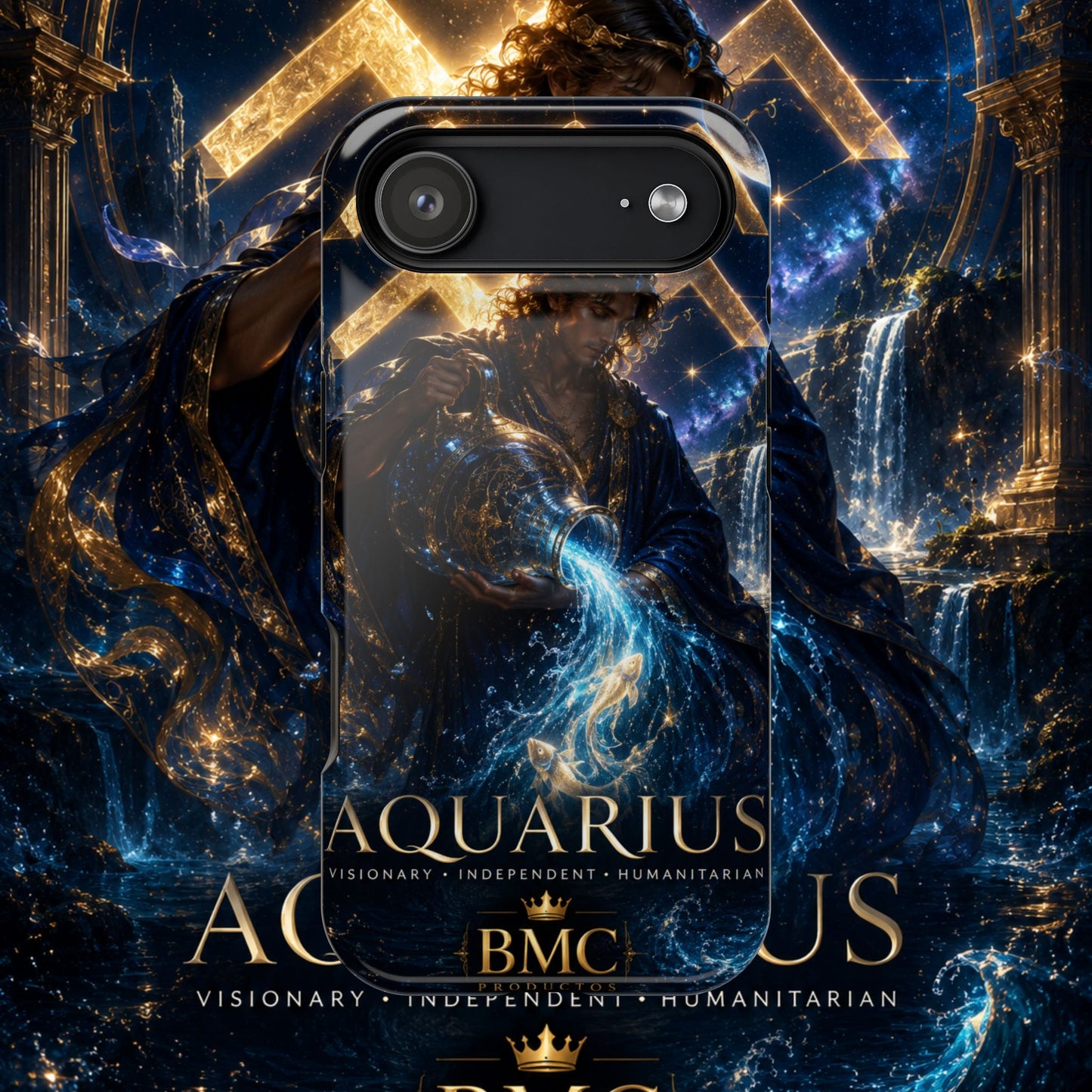 "Funda Magnética Reforzada♒ ACUARIO – El Visionario del Cielo y el Agua"