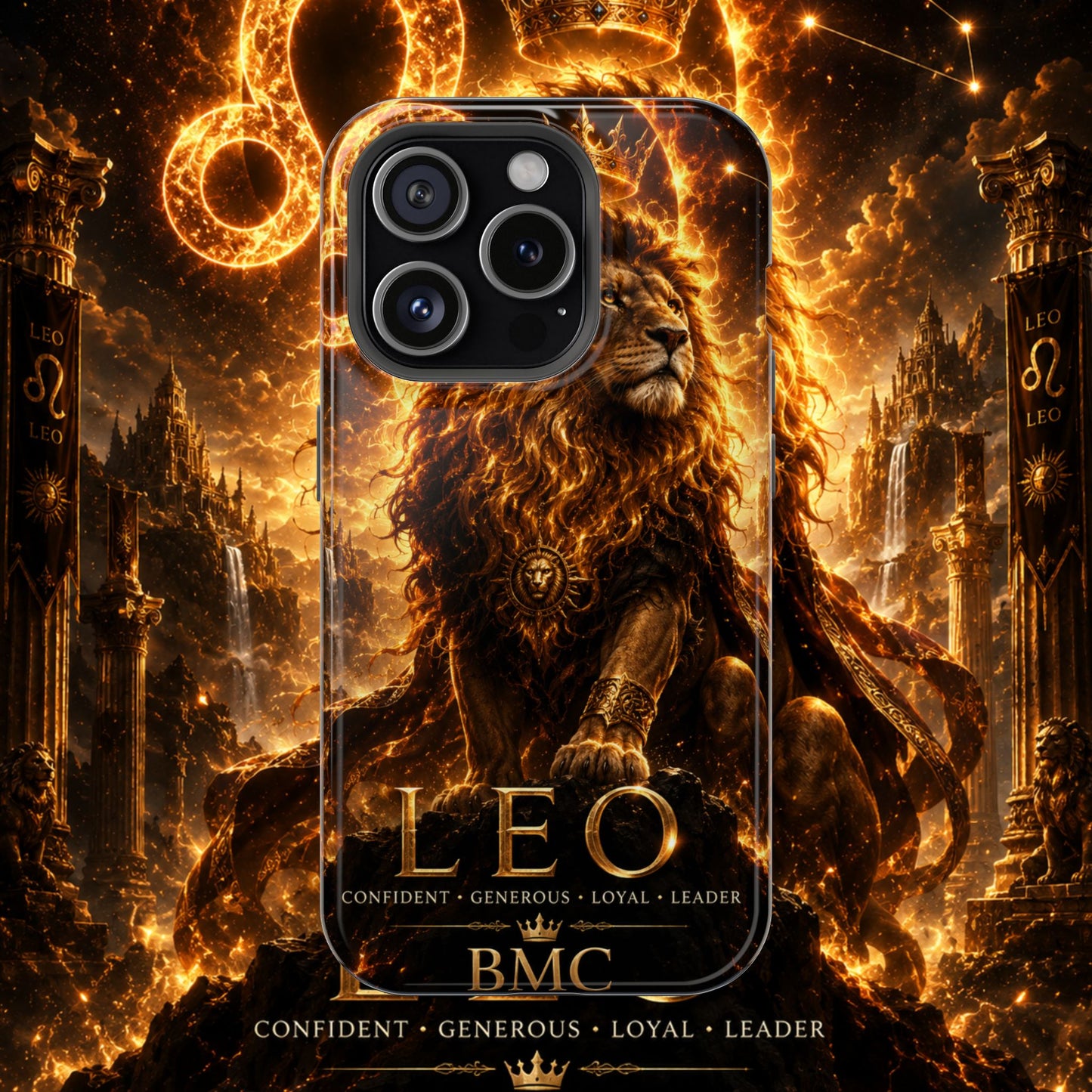 "Funda Magnética Reforzada ♌ Leo — Soberano del fuego eterno"