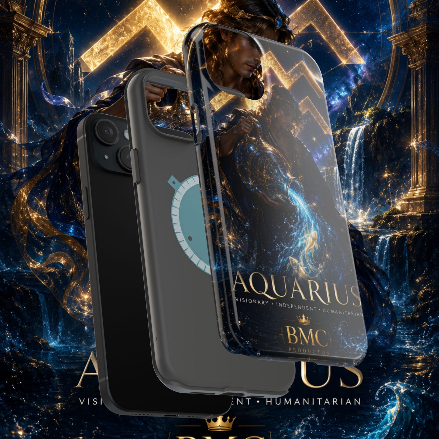 "Funda Magnética Reforzada♒ ACUARIO – El Visionario del Cielo y el Agua"