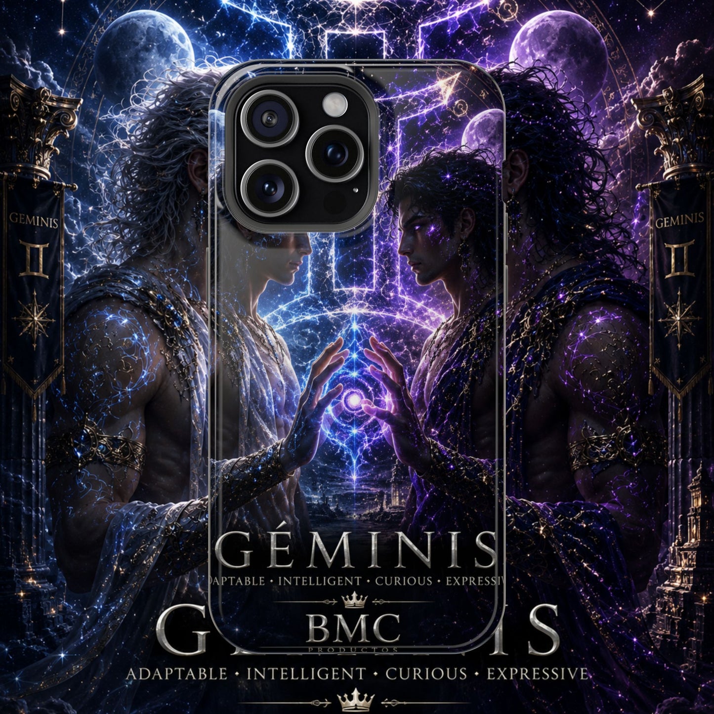 "Funda Magnética Reforzada♊ Géminis — Reflejo del alma dividida"