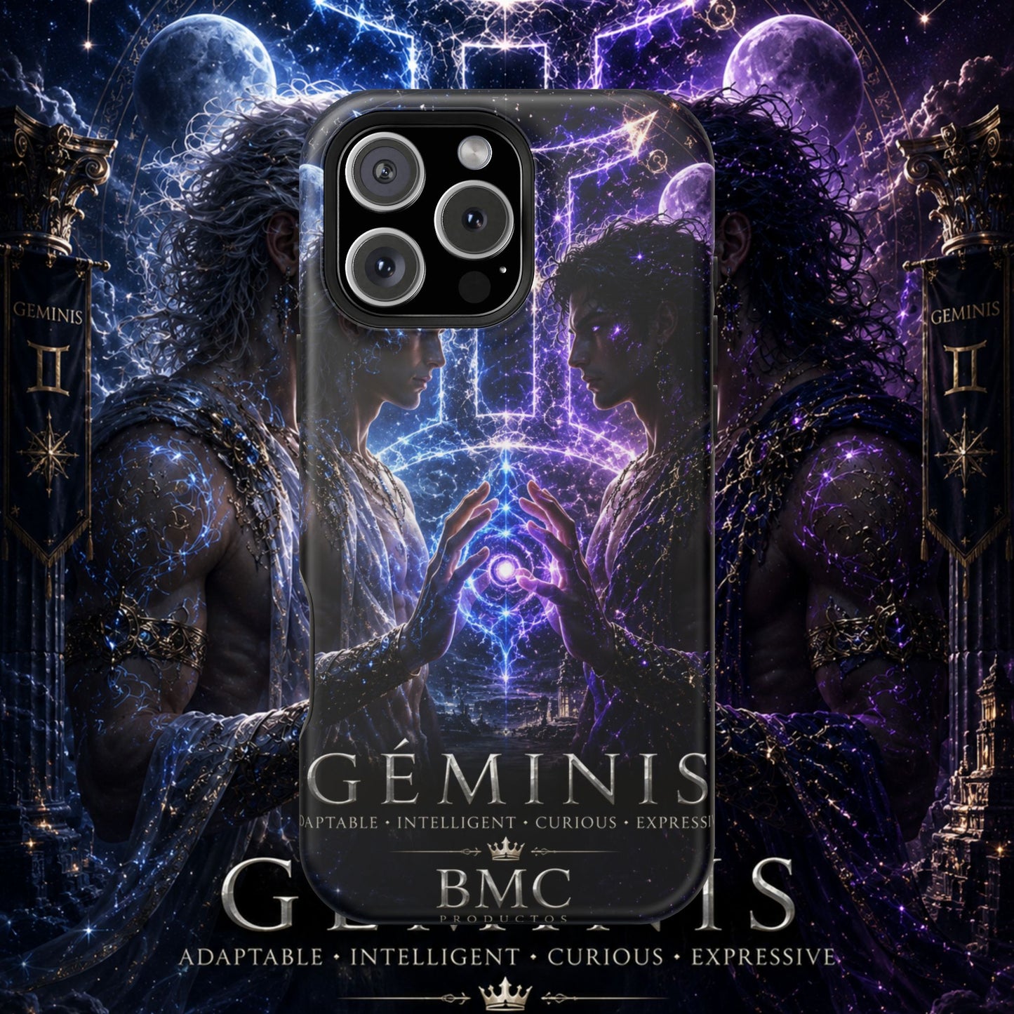 "Funda Magnética Reforzada♊ Géminis — Reflejo del alma dividida"