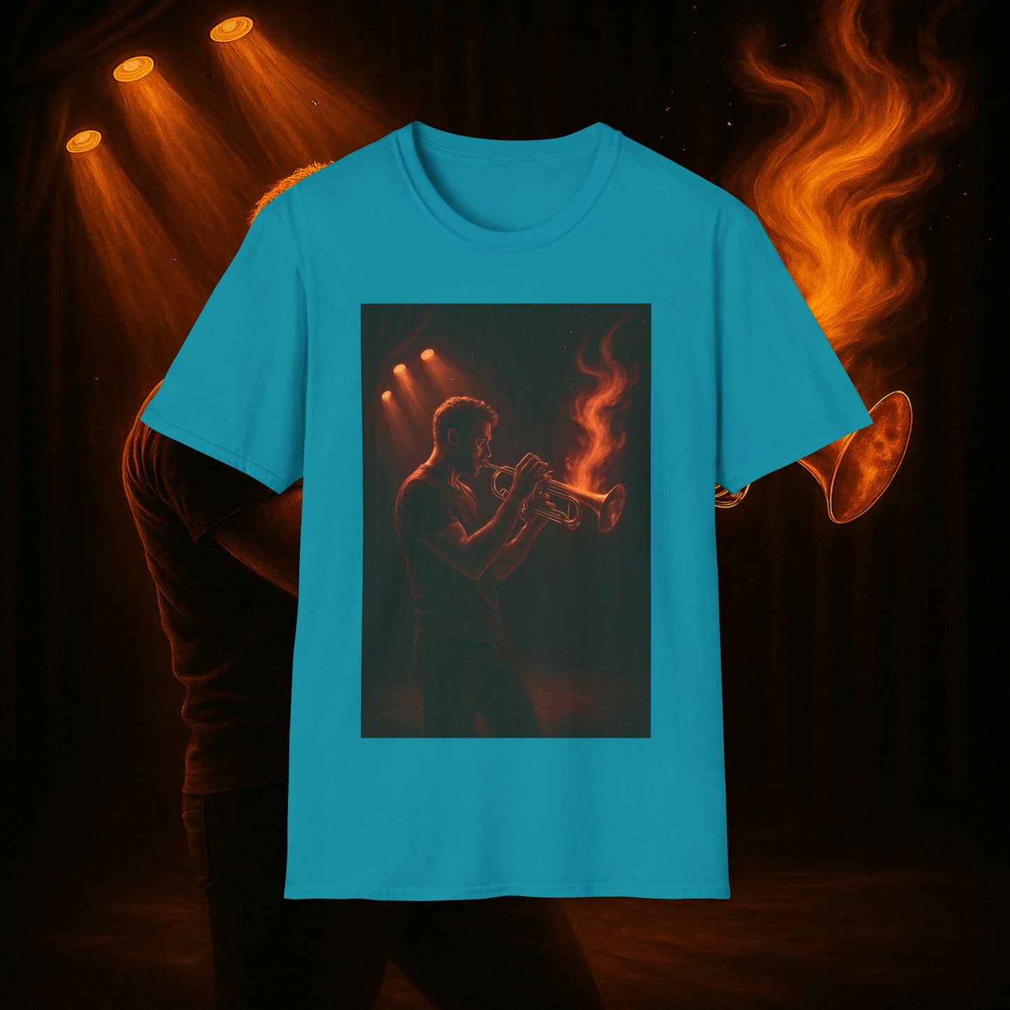 "Camiseta trompeta 🎺🔥Donde hay fuego, hay música.”