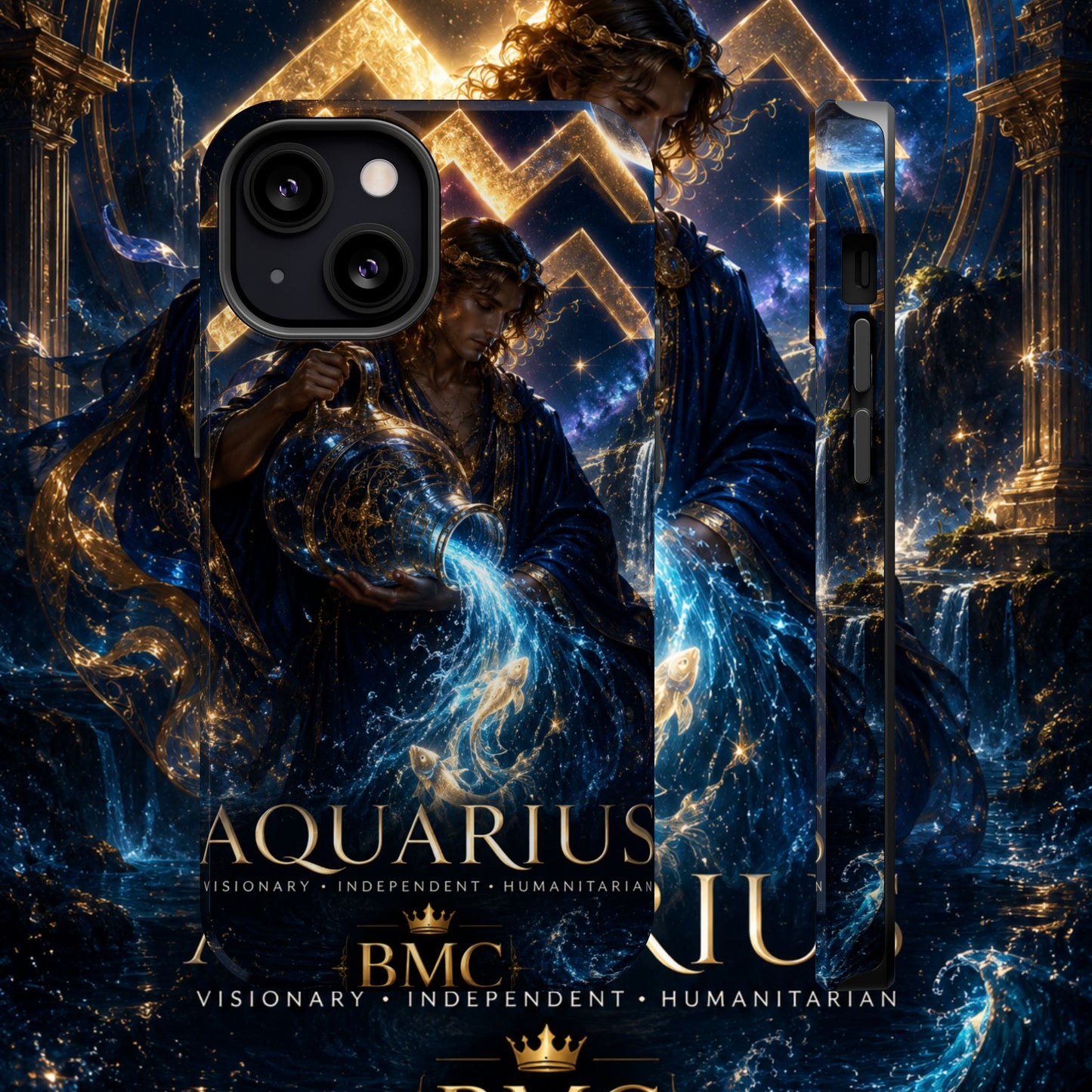 "Funda Magnética Reforzada♒ ACUARIO – El Visionario del Cielo y el Agua"