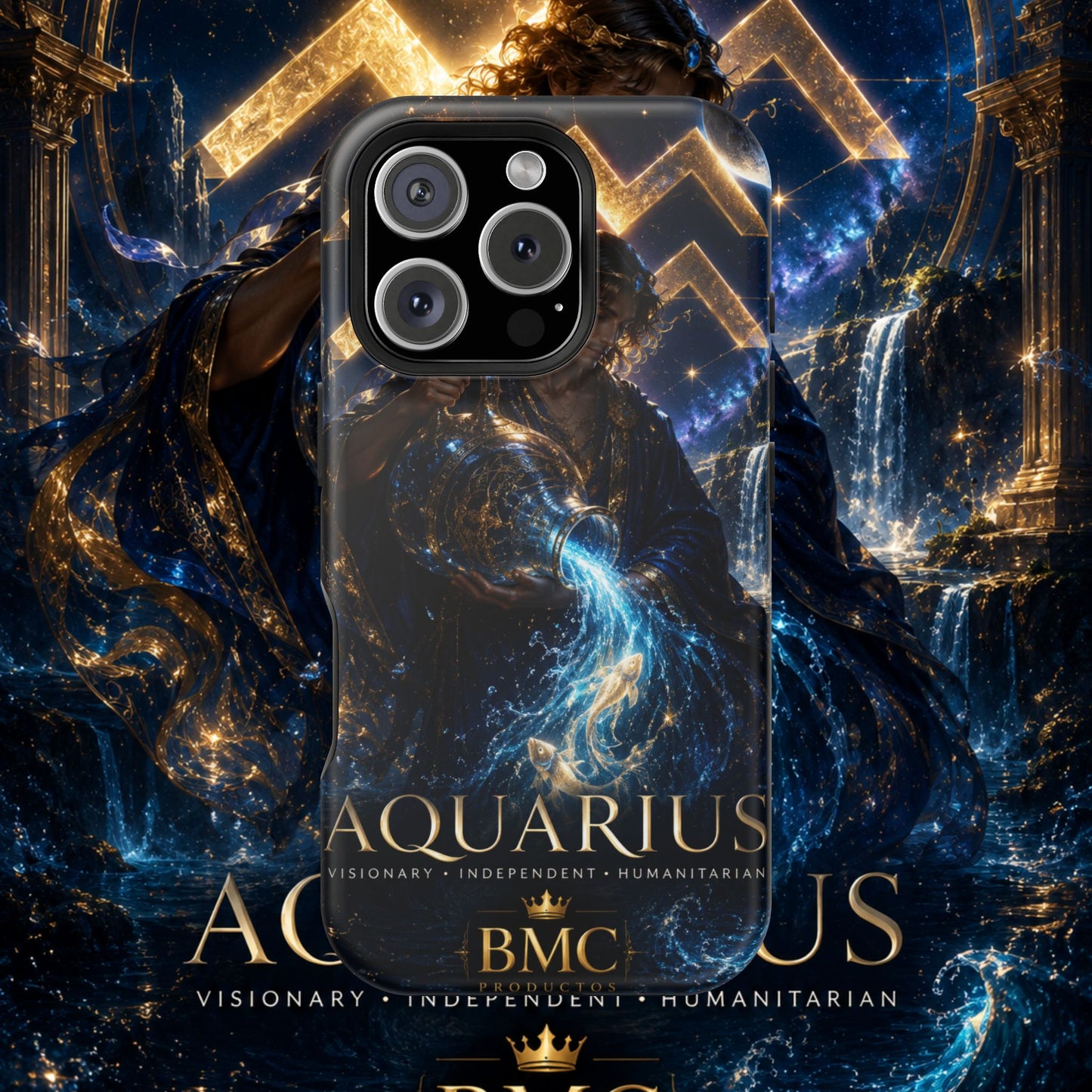 "Funda Magnética Reforzada♒ ACUARIO – El Visionario del Cielo y el Agua"
