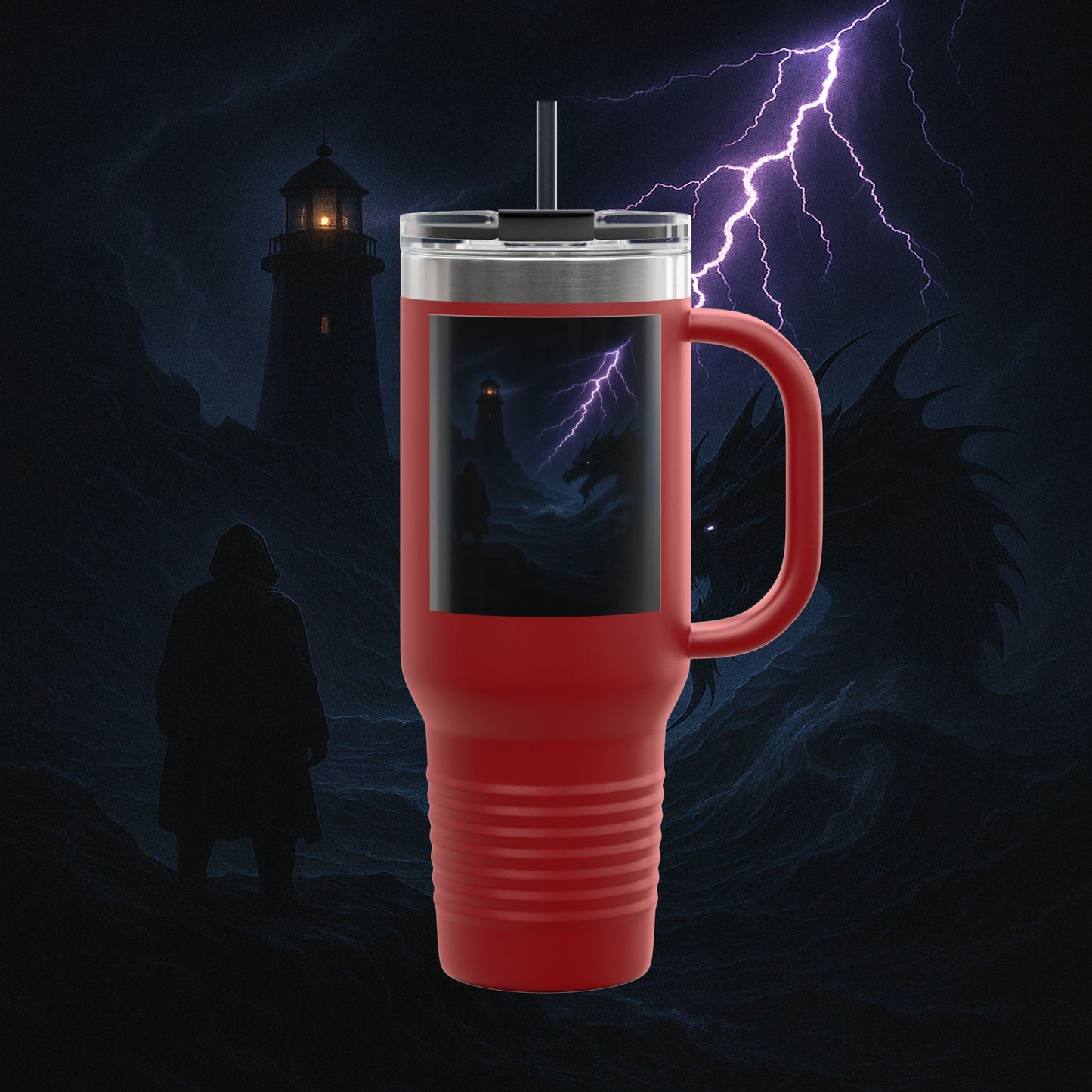 "Taza de viaje aislada🐉 El Despertar del Leviatán"