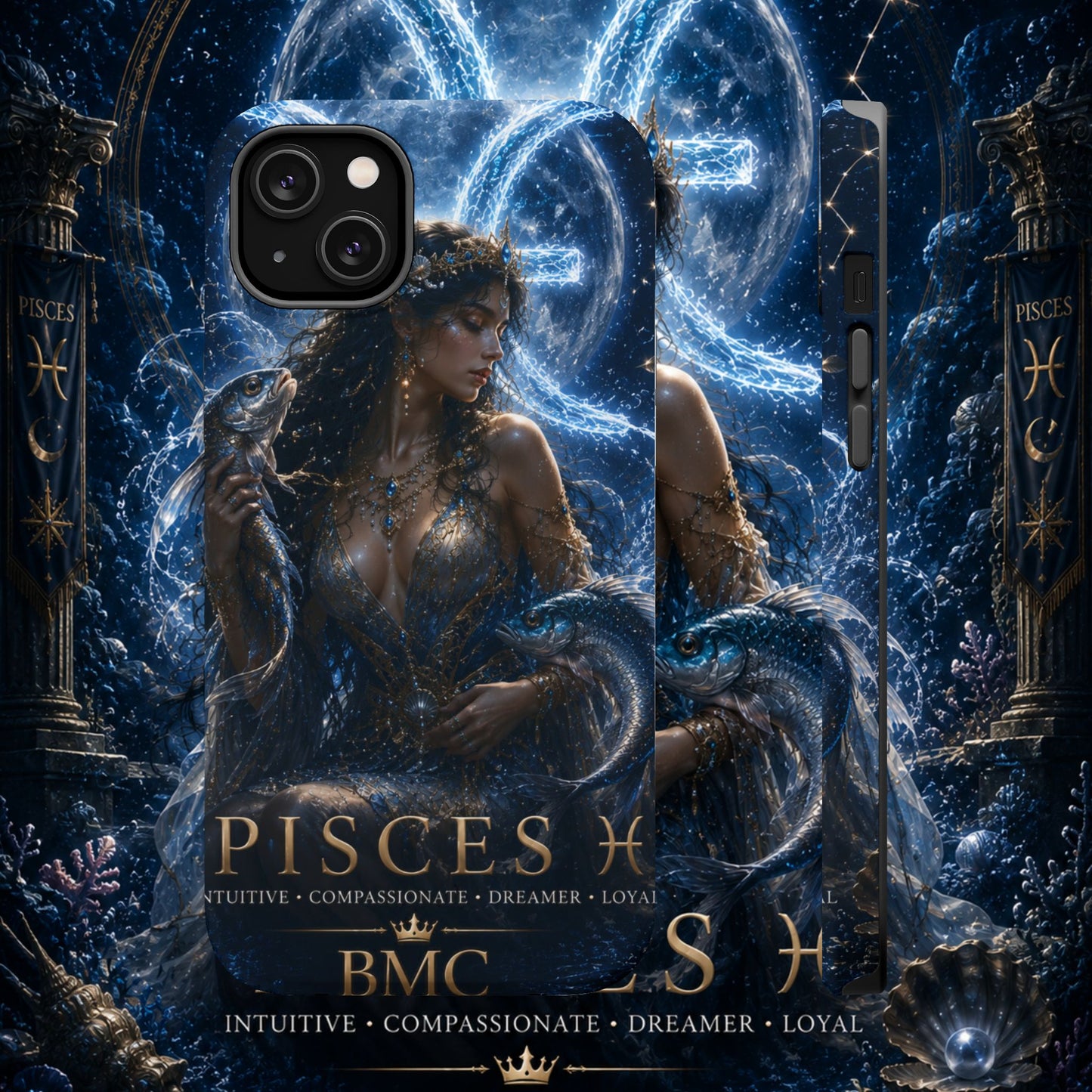 "Funda Magnética Reforzada Piscis M— La Guardiana de las Profundidades"