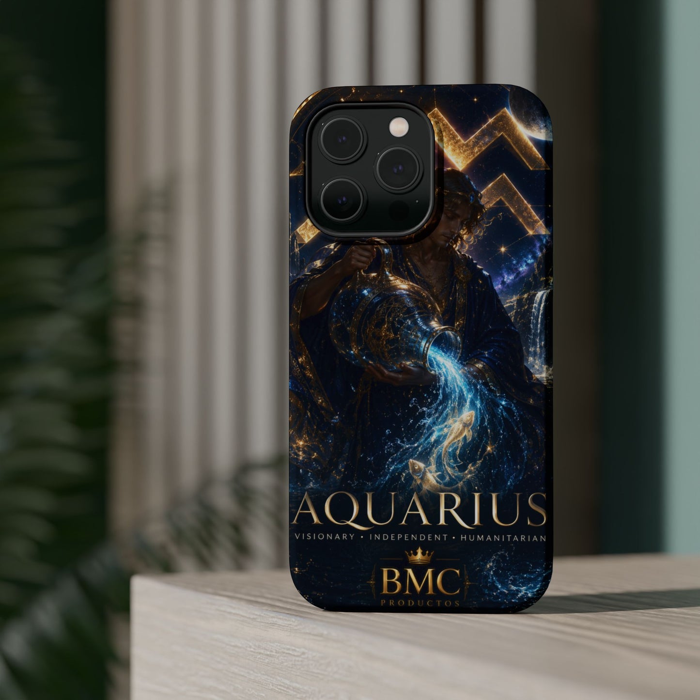 "Funda Magnética Reforzada♒ ACUARIO – El Visionario del Cielo y el Agua"