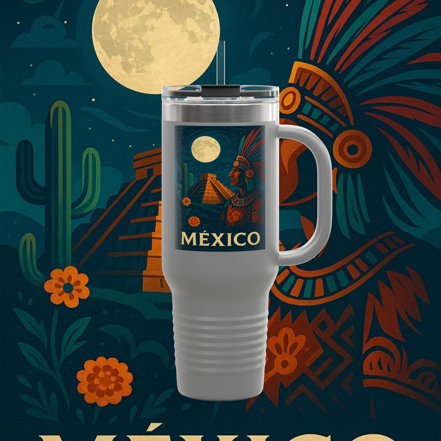 "taza de Viaje Aislada México: Tierra de Colores, Cultura y Corazón 🌵🎉🪅"
