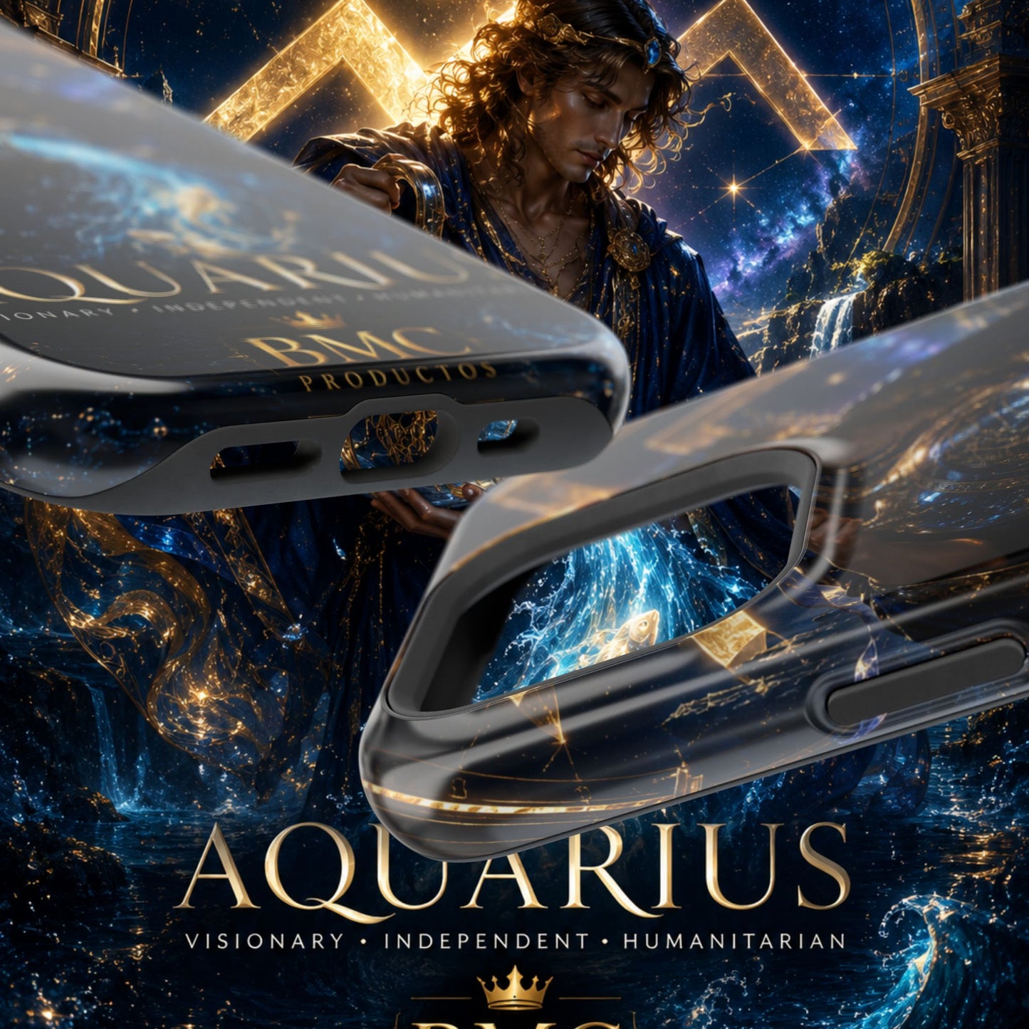 "Funda Magnética Reforzada♒ ACUARIO – El Visionario del Cielo y el Agua"