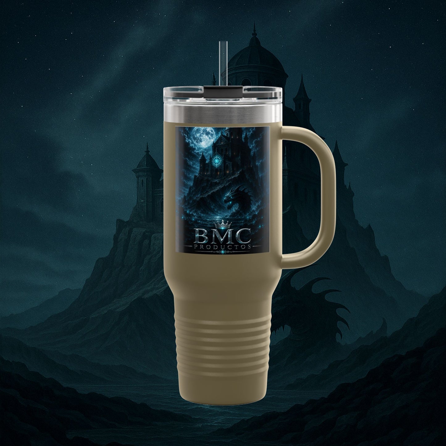 "Taza de viaje aislada 🏛️Fortaleza del Olvido"