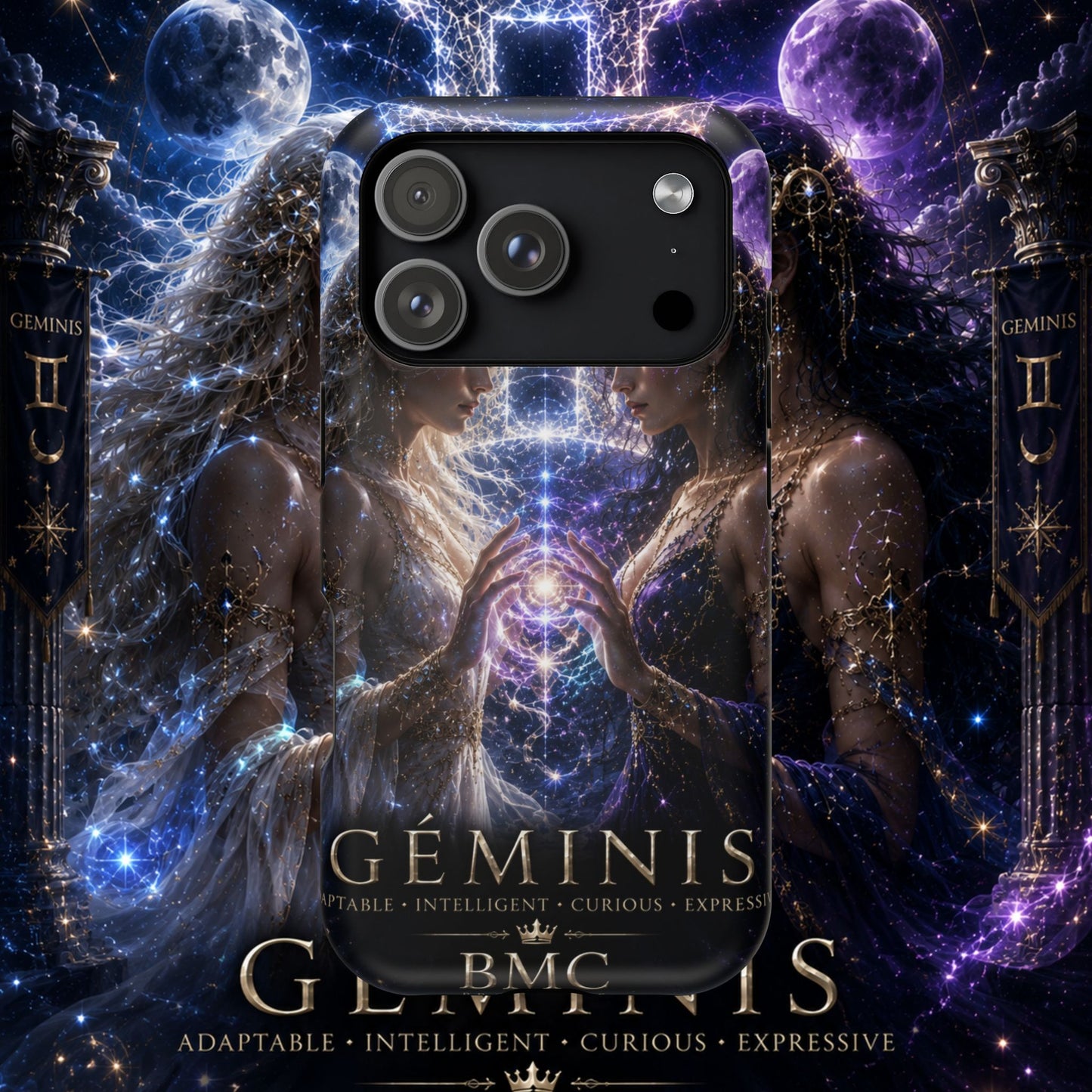 "Funda Magnética Reforzada♊ Géminis M— Reflejo del alma dividida"