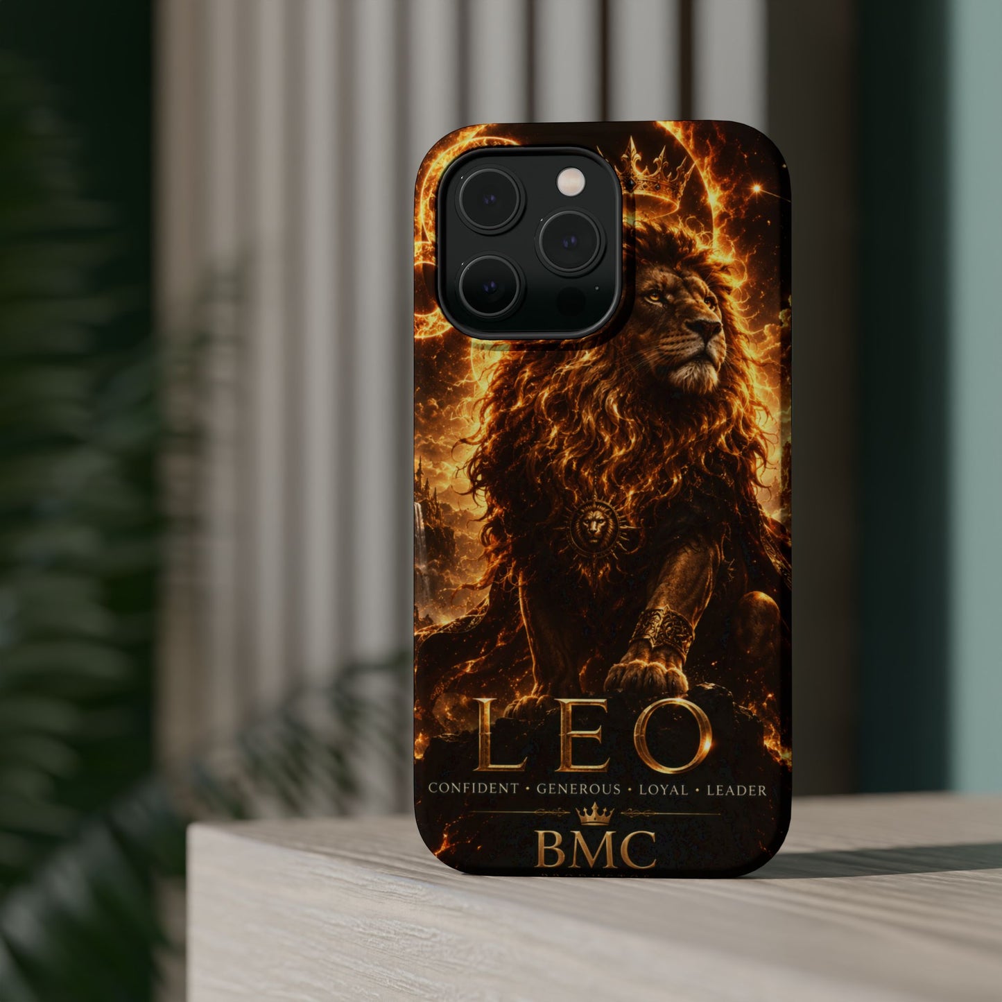 "Funda Magnética Reforzada ♌ Leo — Soberano del fuego eterno"