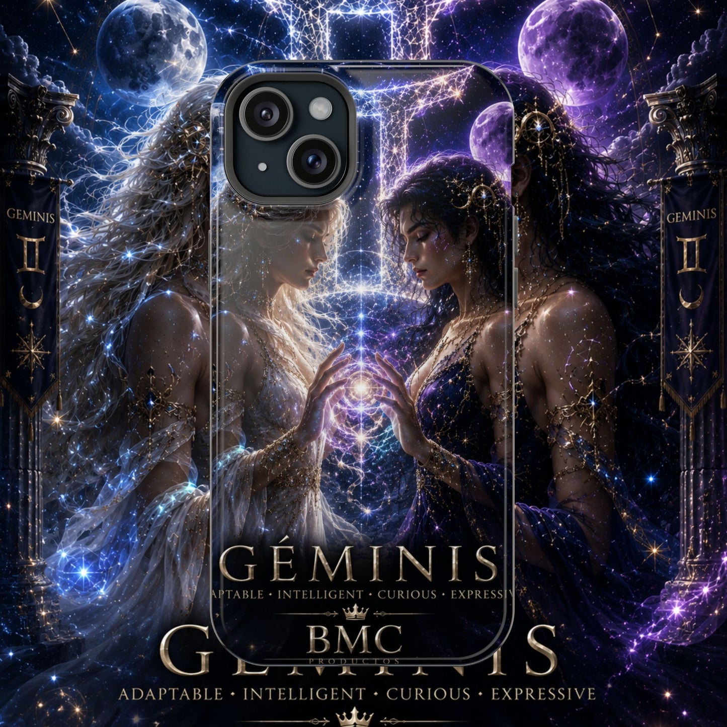 "Funda Magnética Reforzada♊ Géminis M— Reflejo del alma dividida"