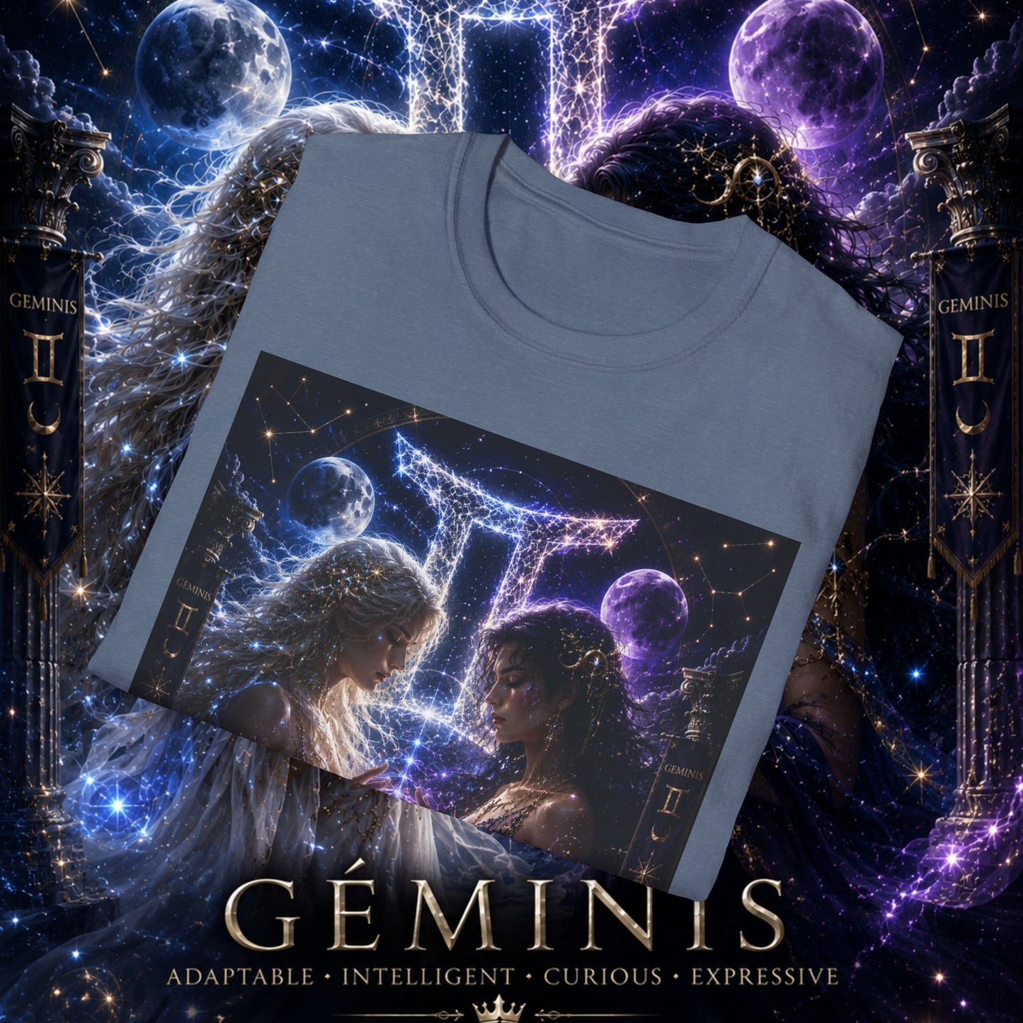 "Camiseta ♊ Géminis M — Reflejo del alma dividida"