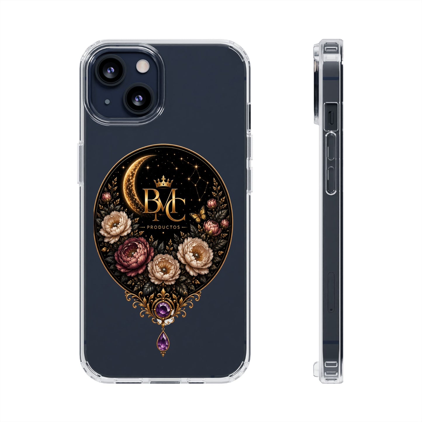🌙 Moon & Bloom | Funda Magnética Transparente para iPhone