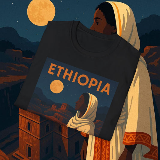 "Camiseta Etiopía Tierra sagrada y alma ancestral"