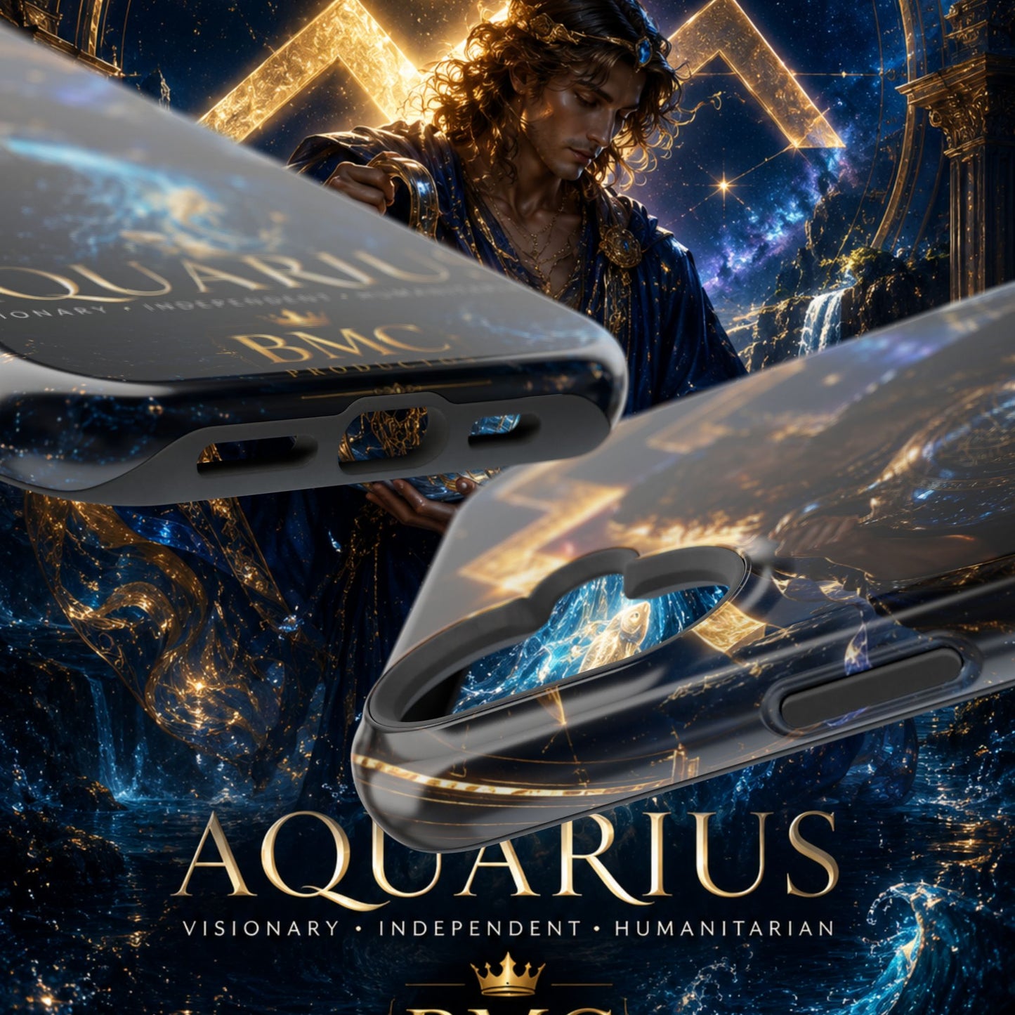 "Funda Magnética Reforzada♒ ACUARIO – El Visionario del Cielo y el Agua"