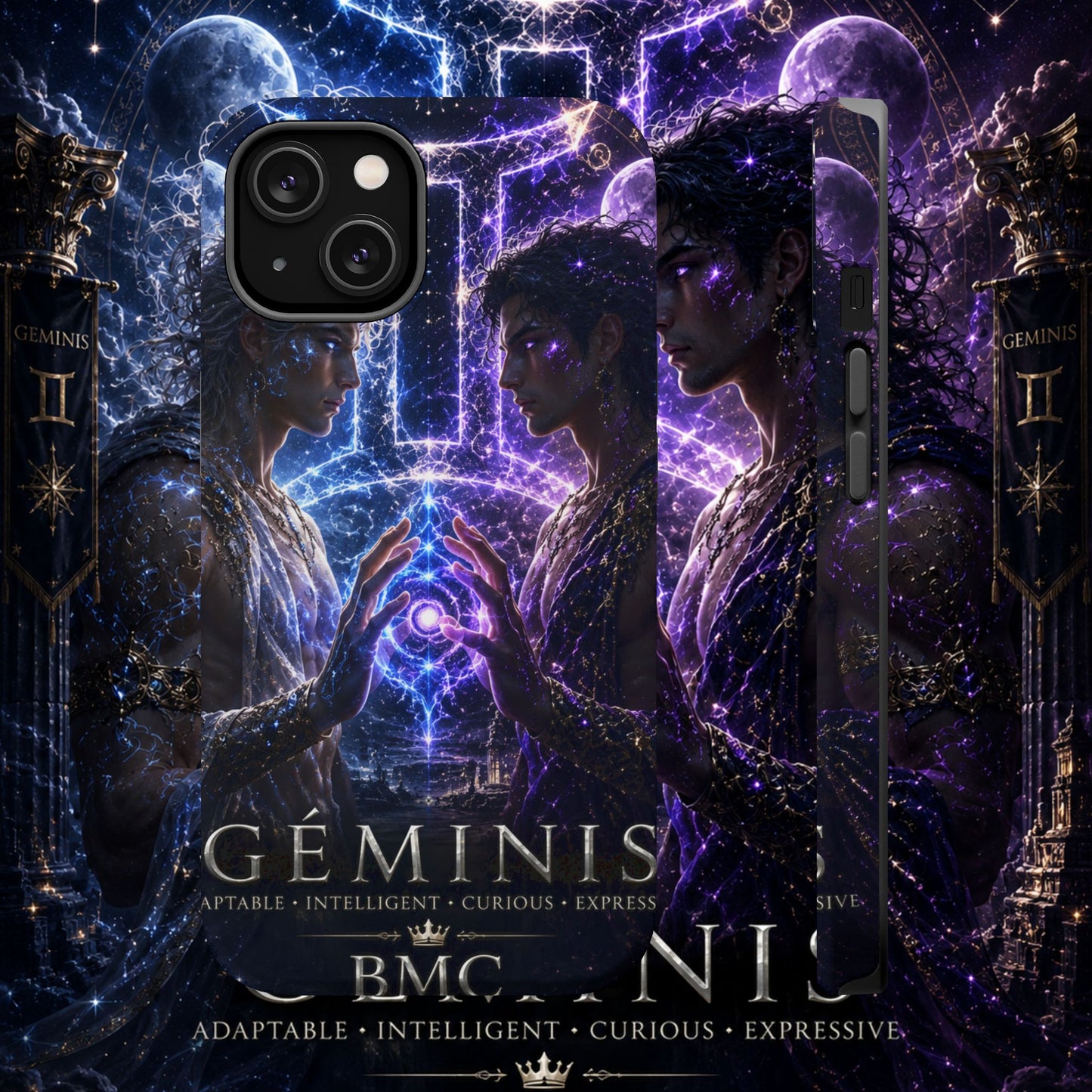 "Funda Magnética Reforzada♊ Géminis — Reflejo del alma dividida"