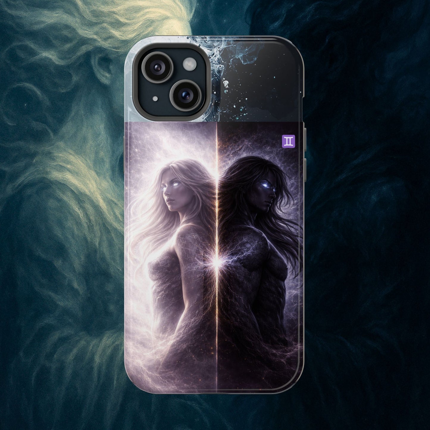"Funda Magnética Reforzada♊ Géminis — Reflejo del alma dividida"