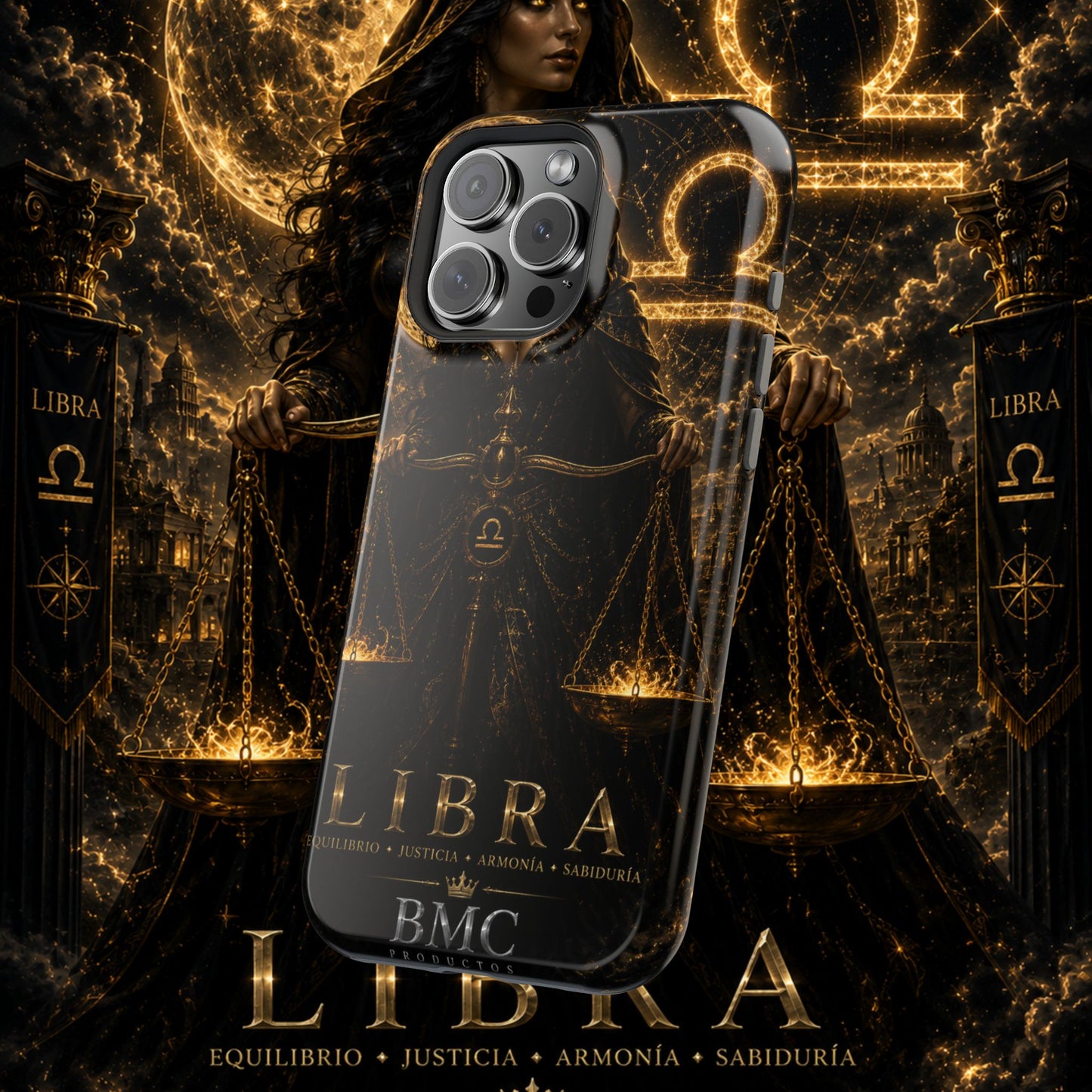 "Funda Magnética Reforzada libra– La Guardiana del Equilibrio"
