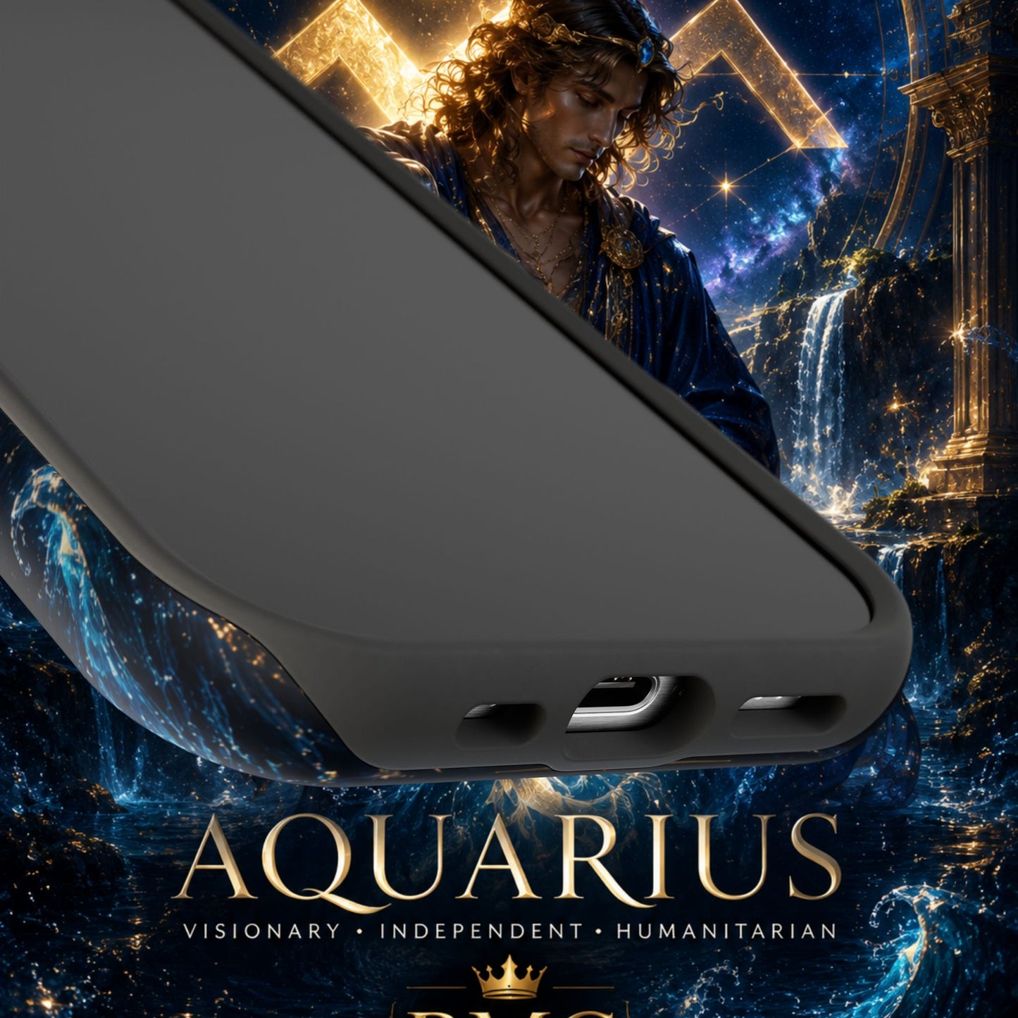 "Funda Magnética Reforzada♒ ACUARIO – El Visionario del Cielo y el Agua"