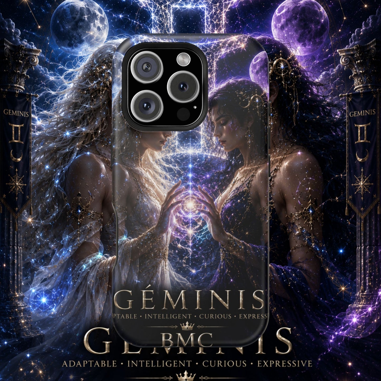"Funda Magnética Reforzada♊ Géminis M— Reflejo del alma dividida"