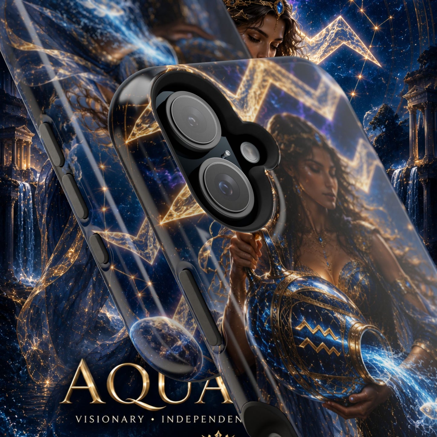 "Funda Magnética Reforzada♒ ACUARIO M– La Visionaria del Cielo y el Agua"