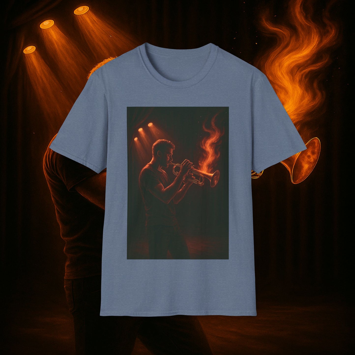 "Camiseta trompeta 🎺🔥Donde hay fuego, hay música.”