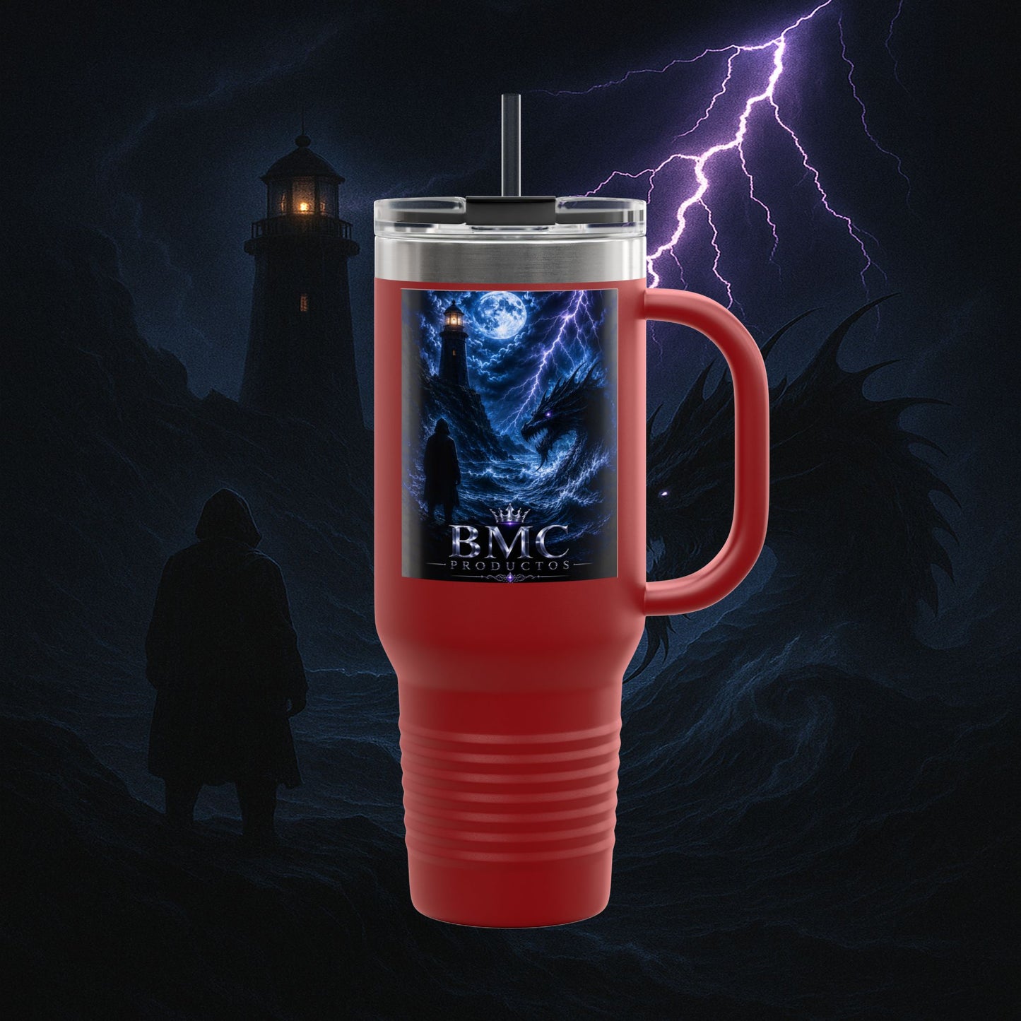 "Taza de viaje aislada🐉 El Despertar del Leviatán"