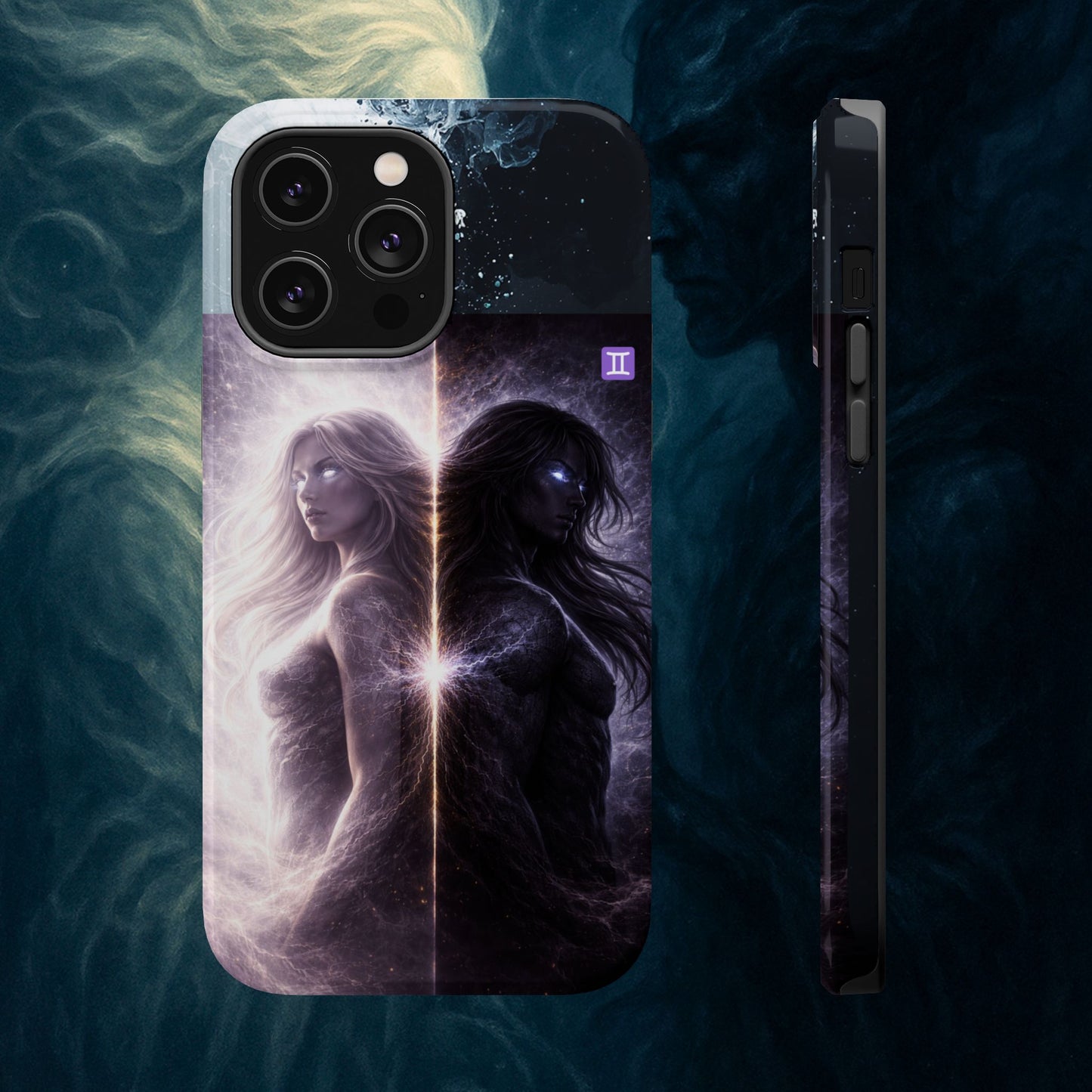 "Funda Magnética Reforzada♊ Géminis — Reflejo del alma dividida"