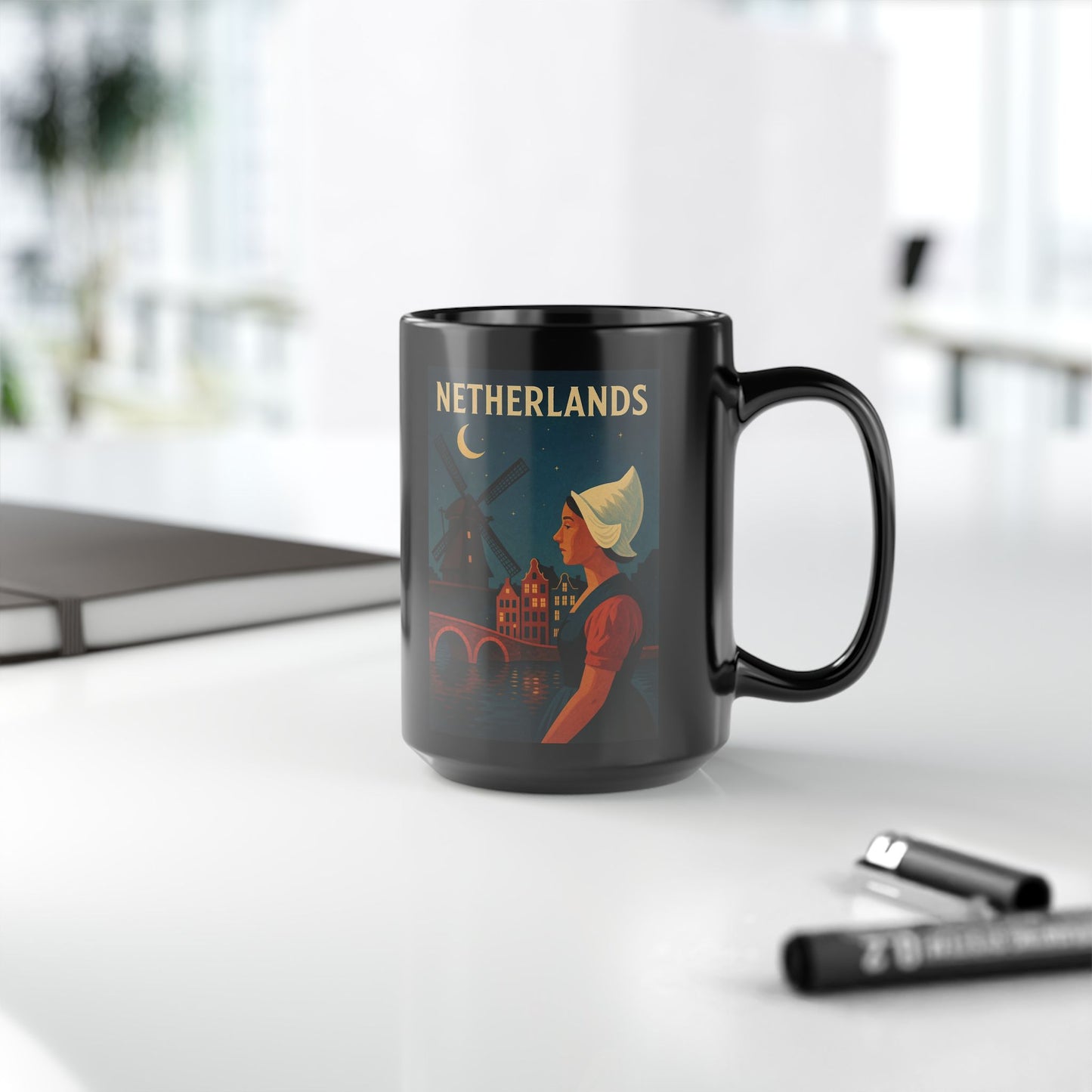 "Netherlands Mug✨ – Land of tulips, windmills, and magical canals"