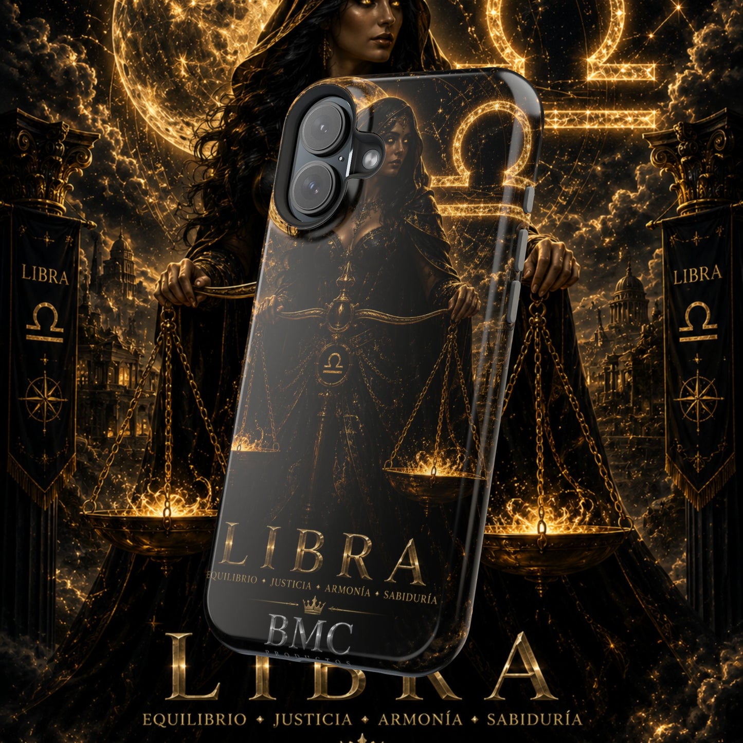 "Funda Magnética Reforzada libra– La Guardiana del Equilibrio"