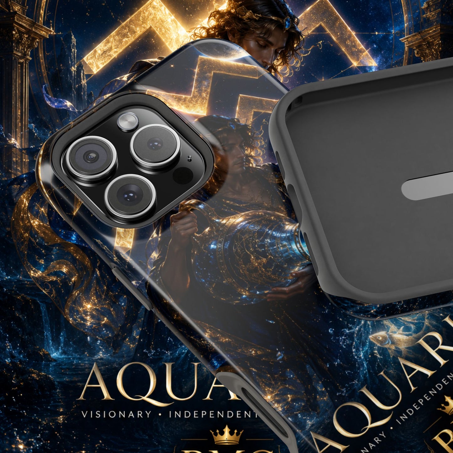 "Funda Magnética Reforzada♒ ACUARIO – El Visionario del Cielo y el Agua"
