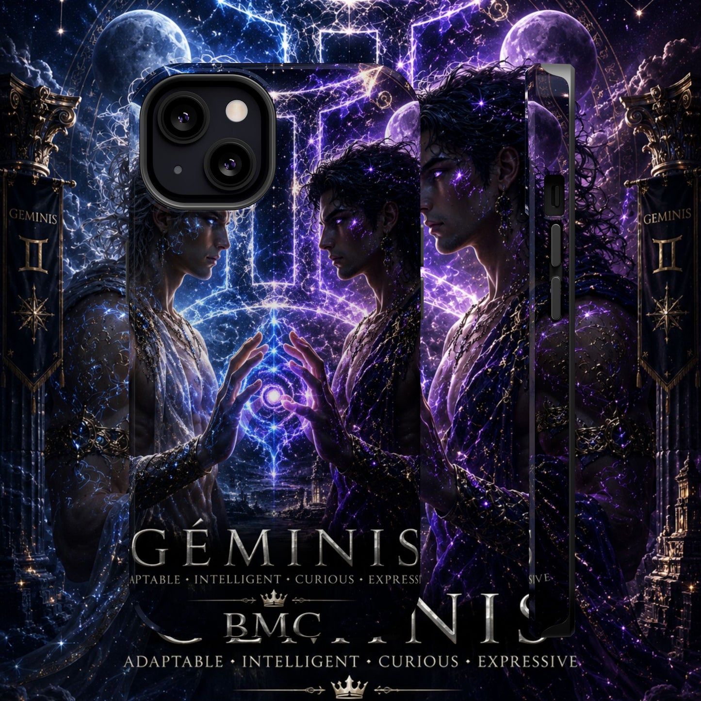 "Funda Magnética Reforzada♊ Géminis — Reflejo del alma dividida"