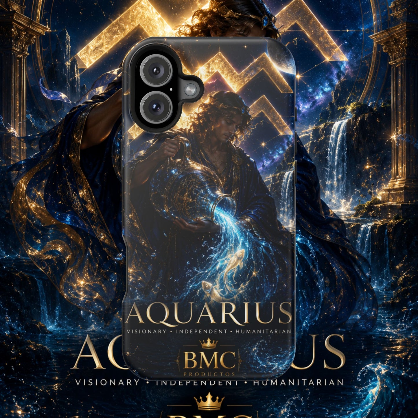 "Funda Magnética Reforzada♒ ACUARIO – El Visionario del Cielo y el Agua"
