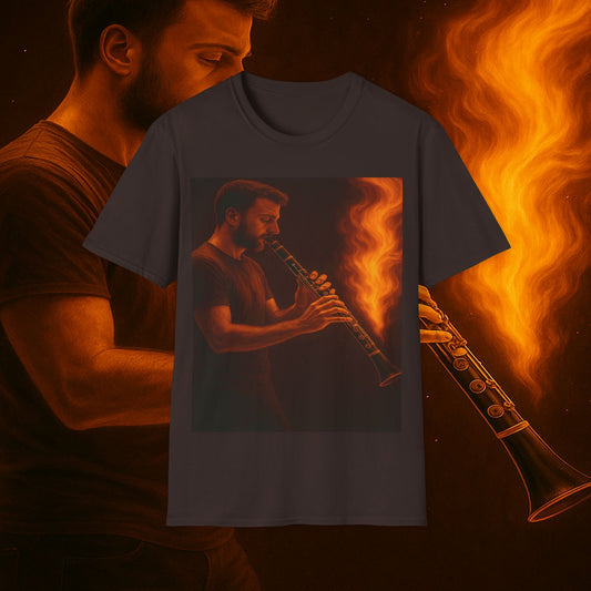 "Clarinet T-shirt🎵🔥 The sound of the soul doesn't scream... it burns." 🔥🎵