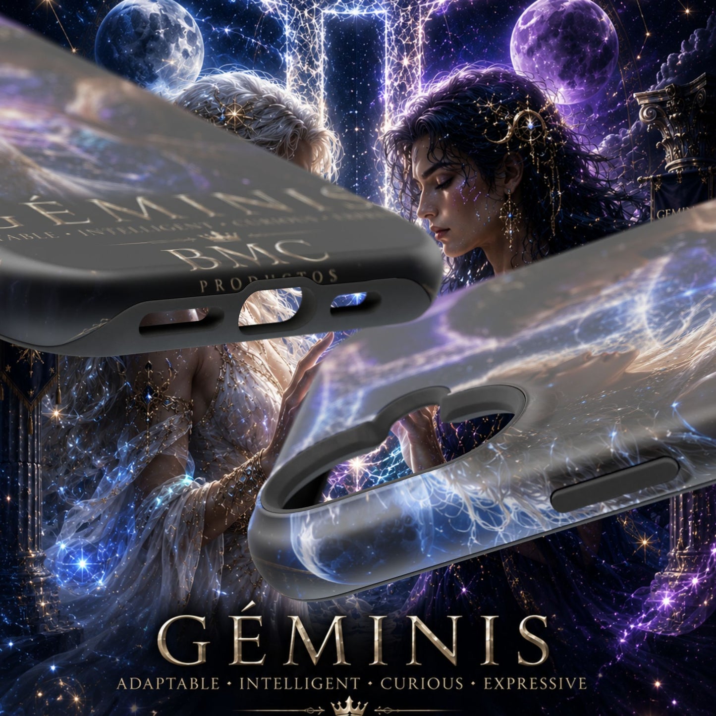 "Funda Magnética Reforzada♊ Géminis M— Reflejo del alma dividida"
