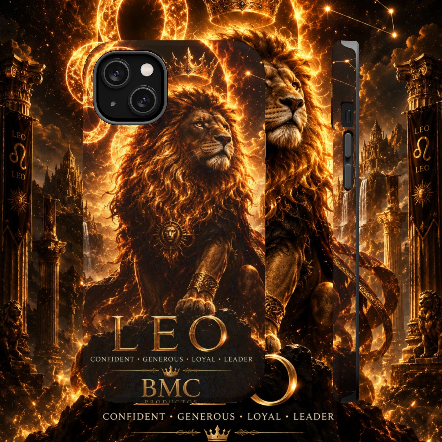 "Funda Magnética Reforzada ♌ Leo — Soberano del fuego eterno"