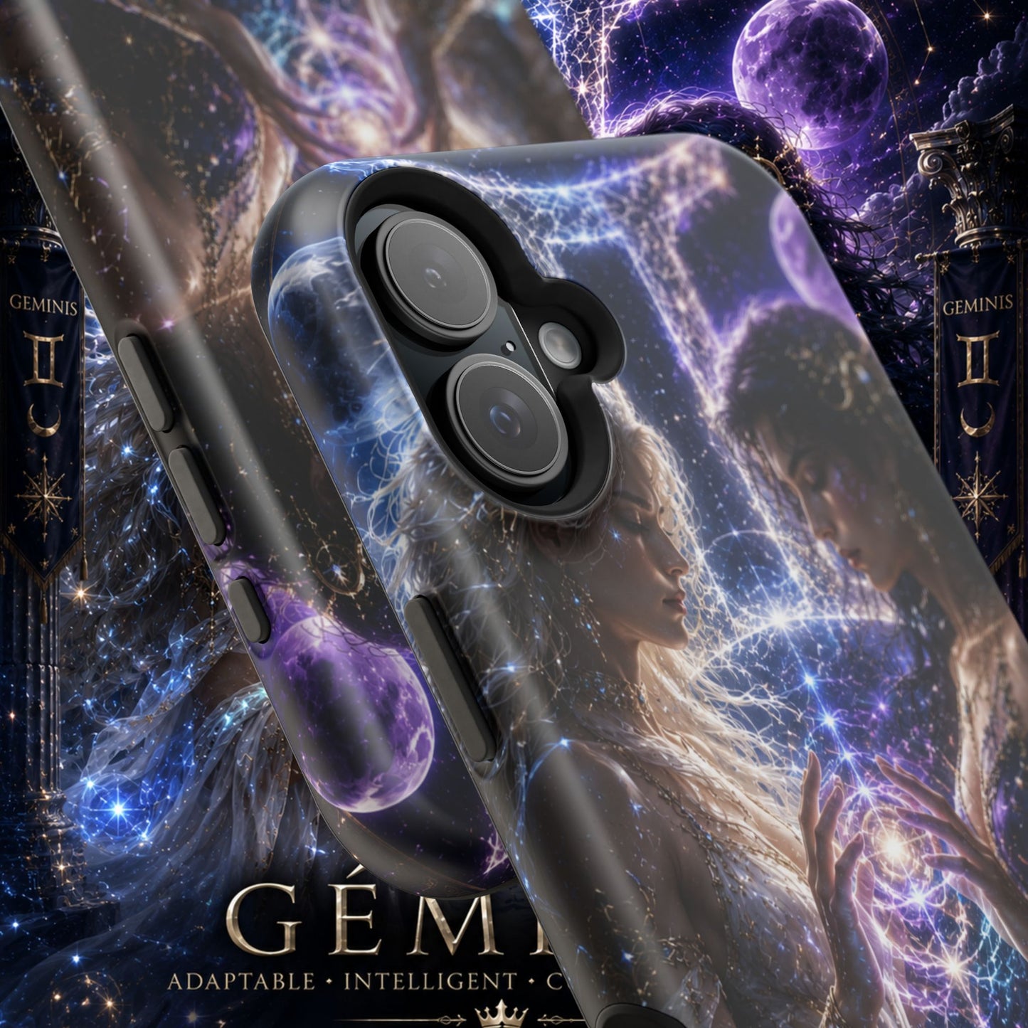 "Funda Magnética Reforzada♊ Géminis M— Reflejo del alma dividida"
