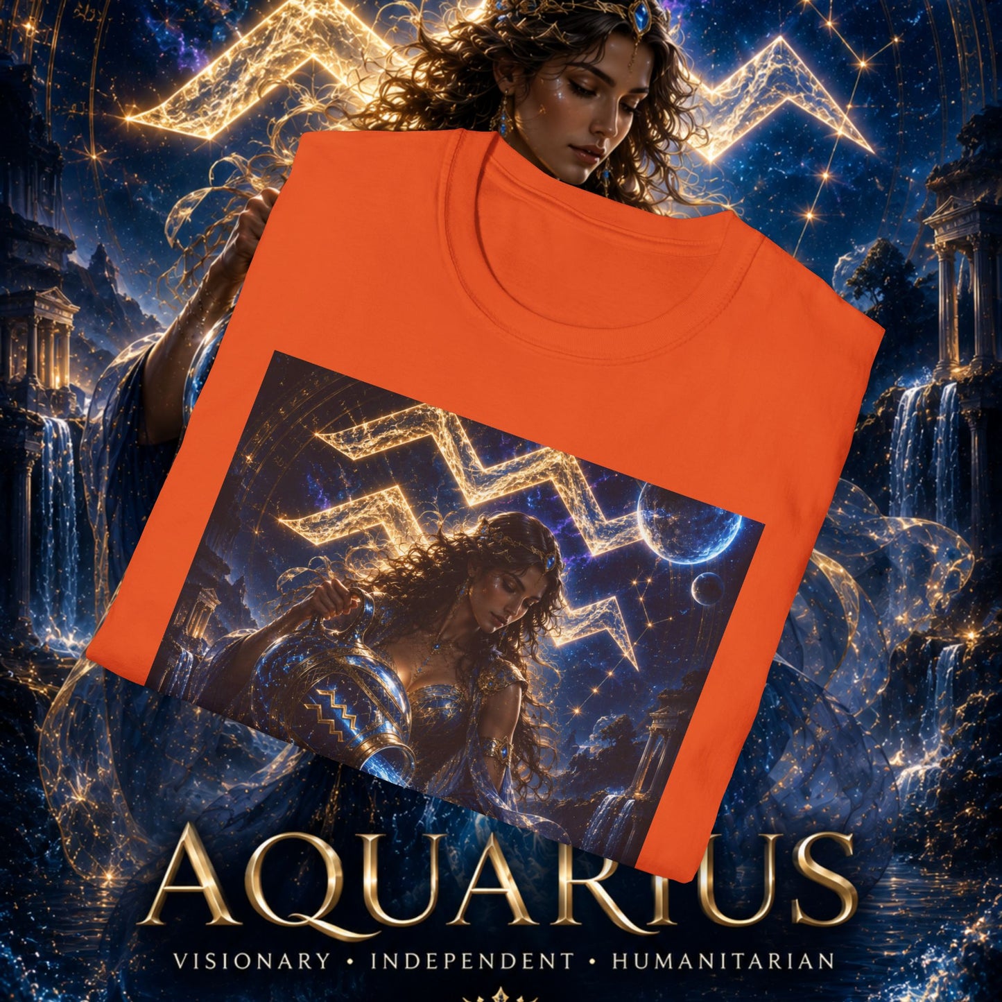 "Camiseta ♒ ACUARIO M– La Visionaria del Cielo y el Agua"