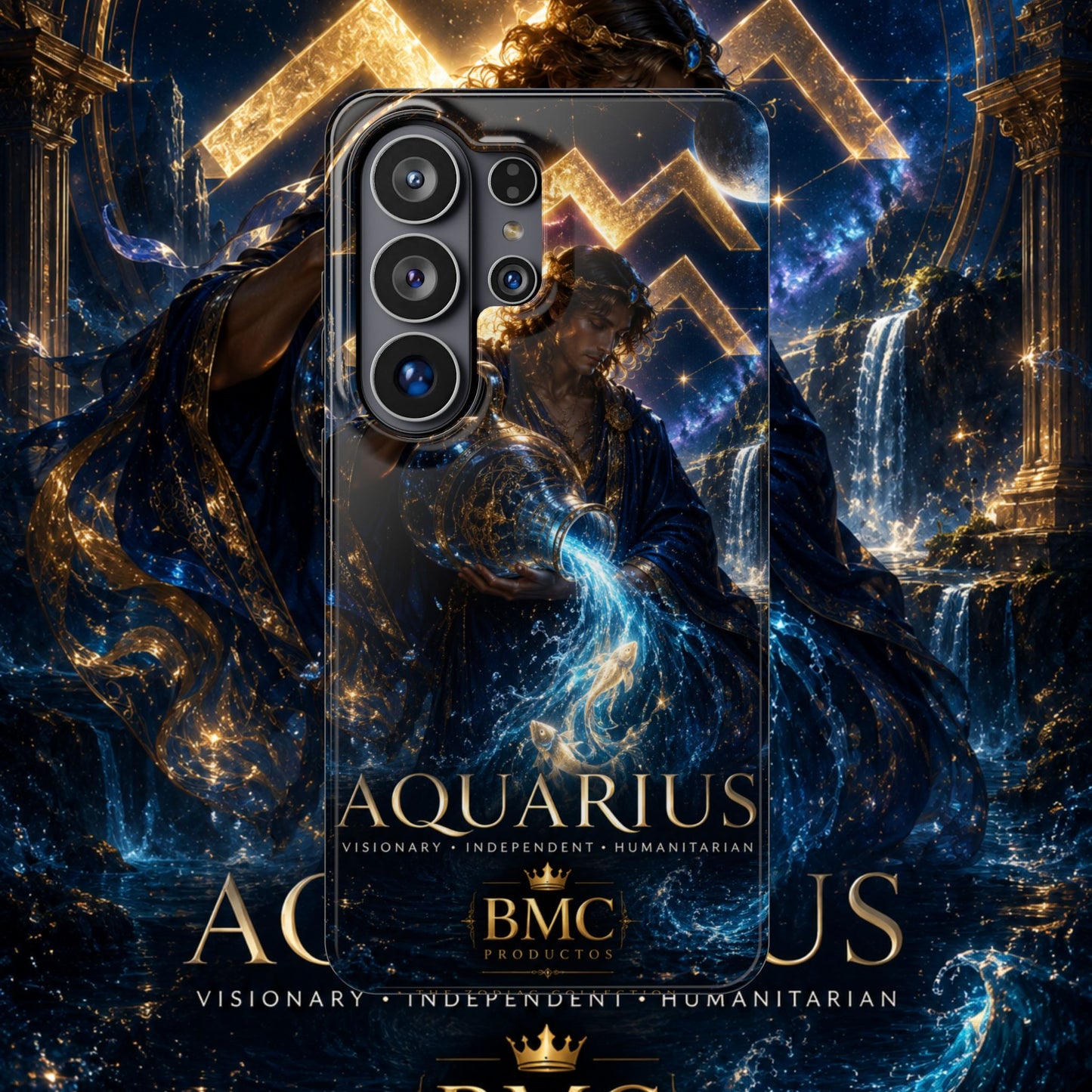 "Funda Magnética Reforzada♒ ACUARIO – El Visionario del Cielo y el Agua"