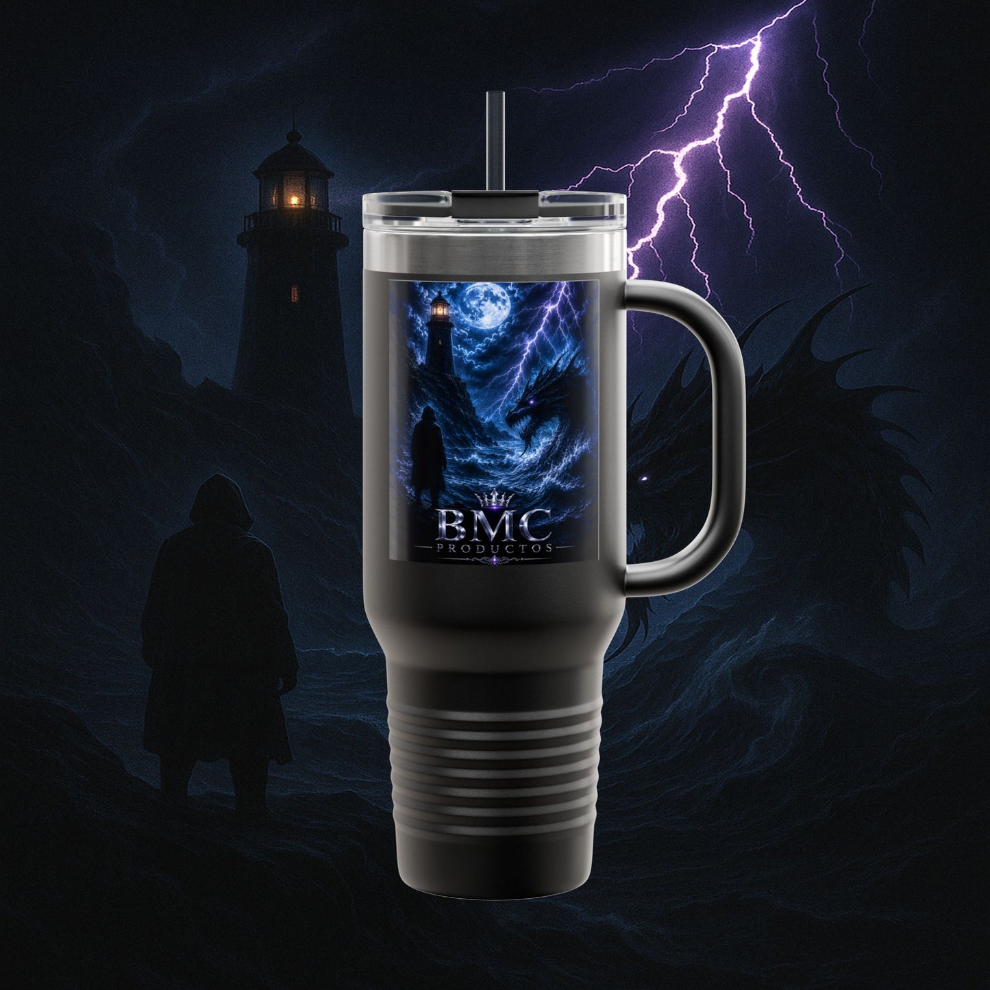 "Taza de viaje aislada🐉 El Despertar del Leviatán"