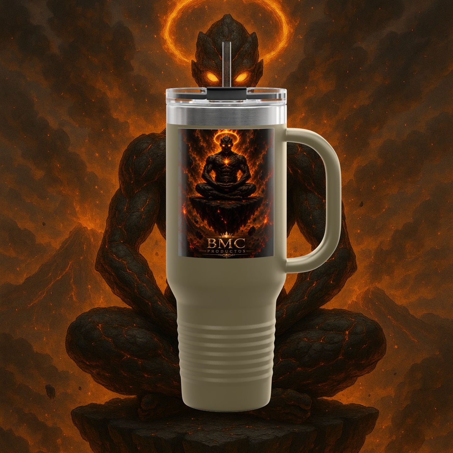 "Taza de viaje aislada Ignarh –🔥el Guardián del Silencio"