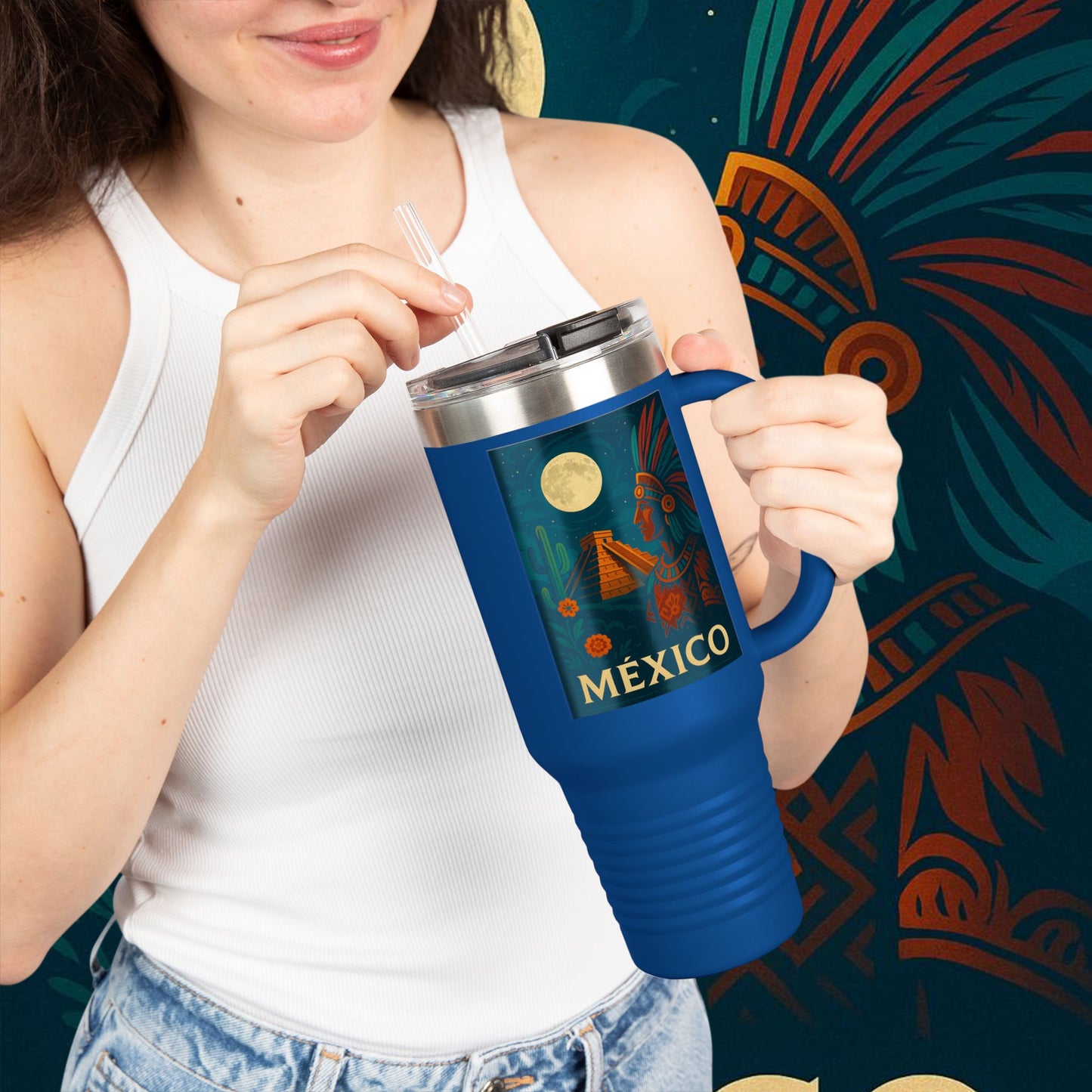 "taza de Viaje Aislada México: Tierra de Colores, Cultura y Corazón 🌵🎉🪅"