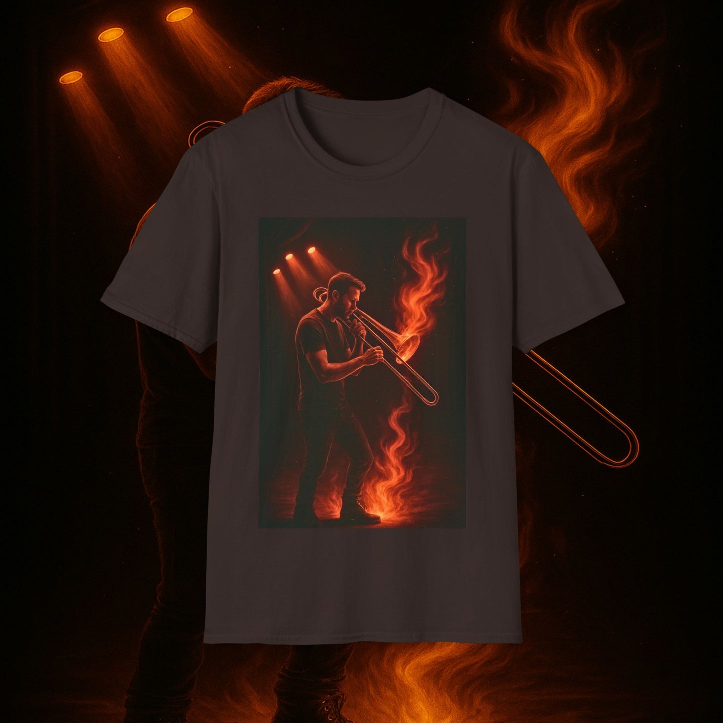 "Camiseta Trombón 🎷🔥No todos los fuegos hacen ruido… algunos tocan el alma.” 🔥🎷