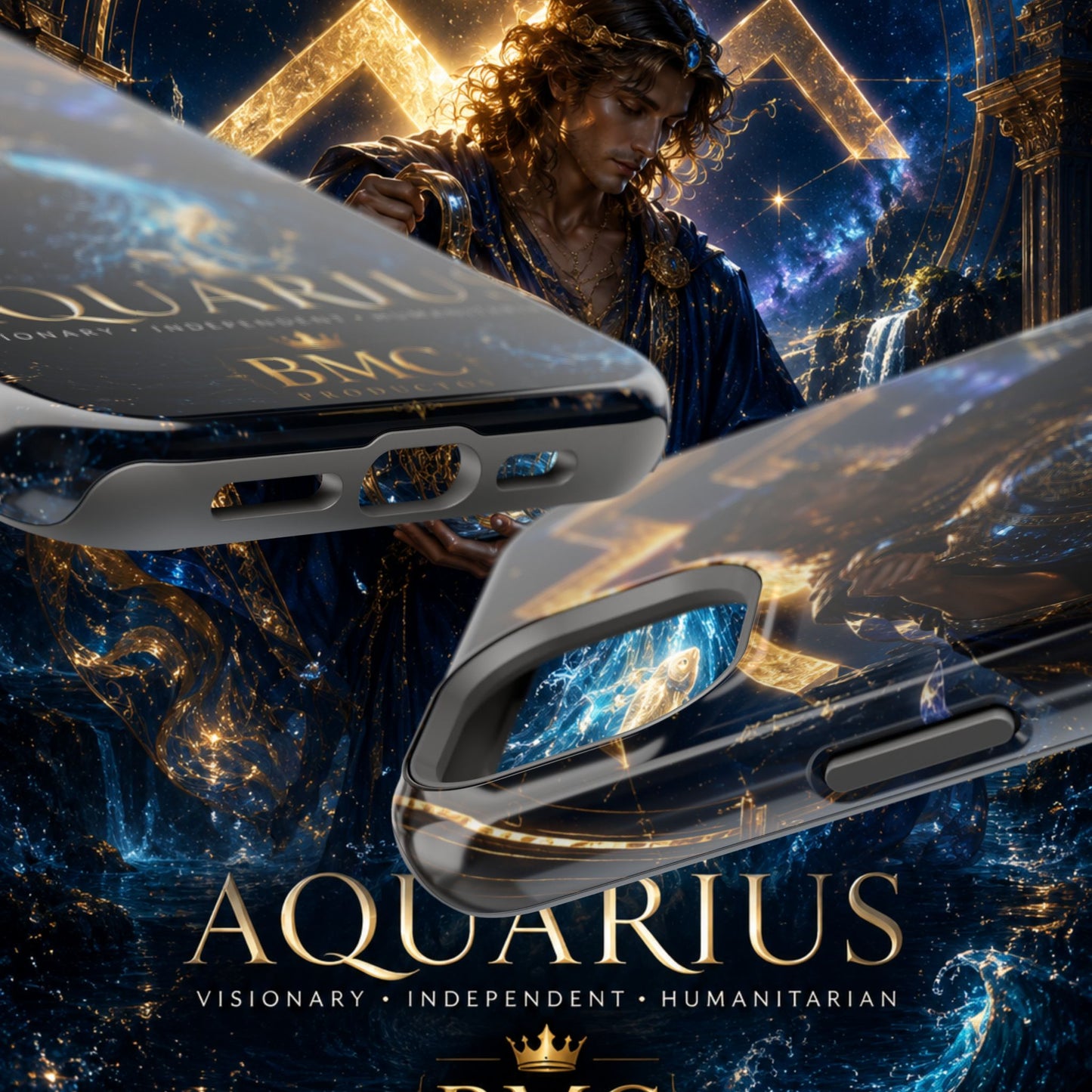 "Funda Magnética Reforzada♒ ACUARIO – El Visionario del Cielo y el Agua"