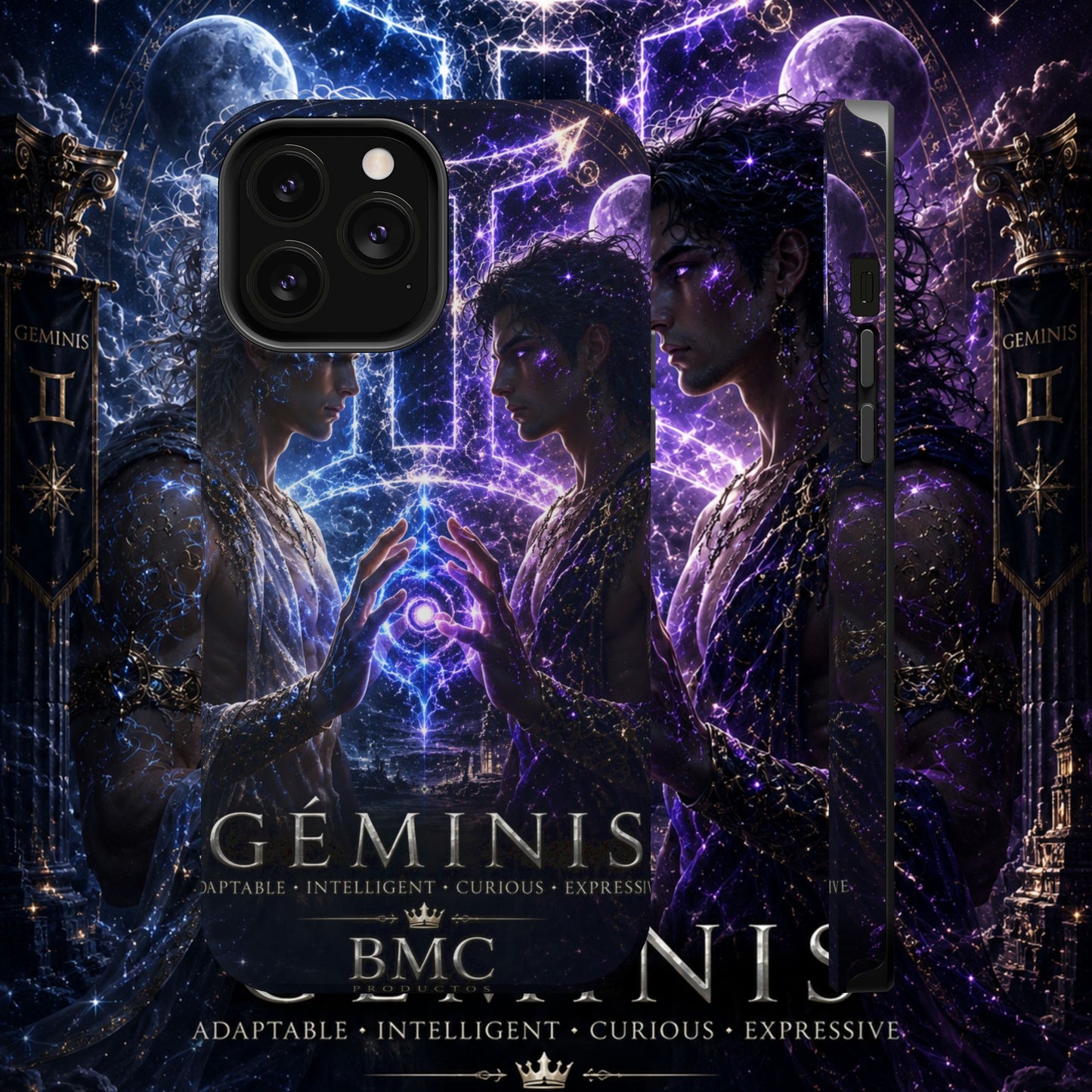 "Funda Magnética Reforzada♊ Géminis — Reflejo del alma dividida"