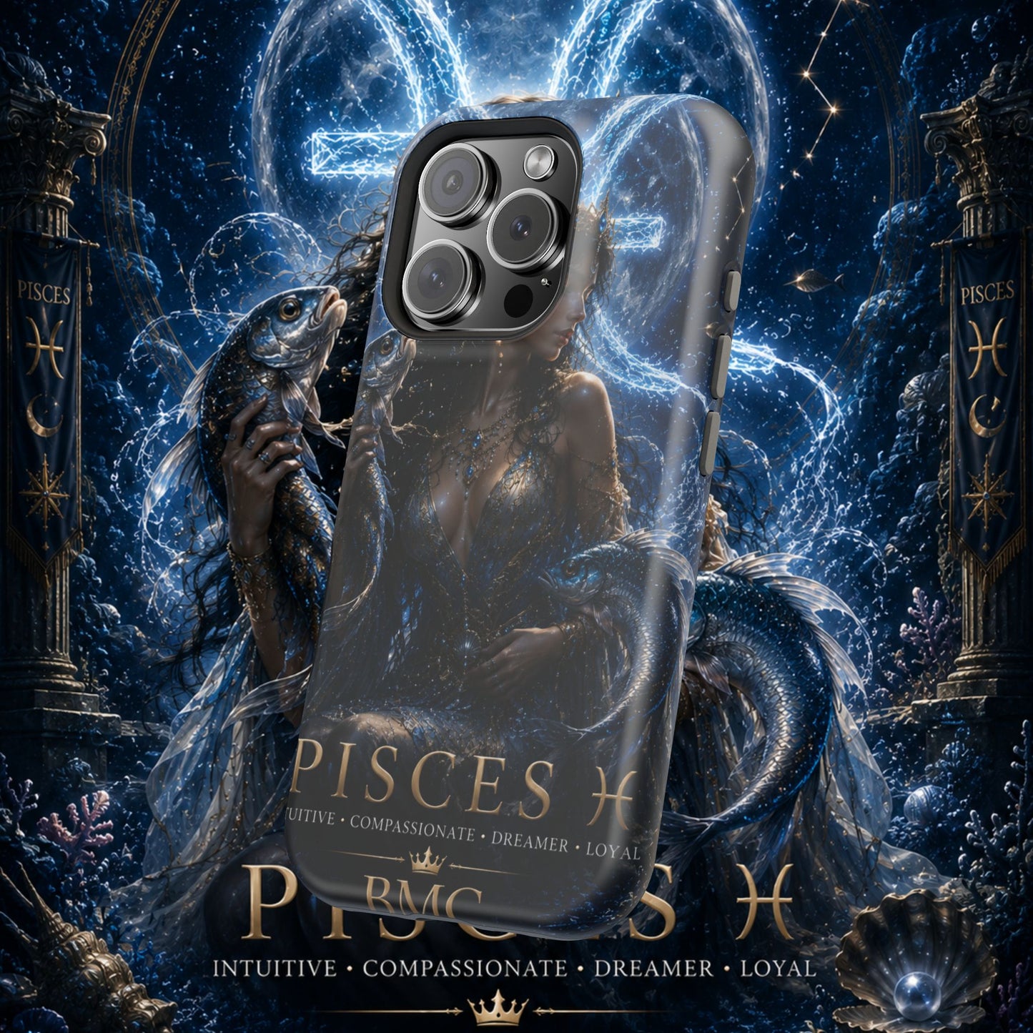 "Funda Magnética Reforzada Piscis M— La Guardiana de las Profundidades"