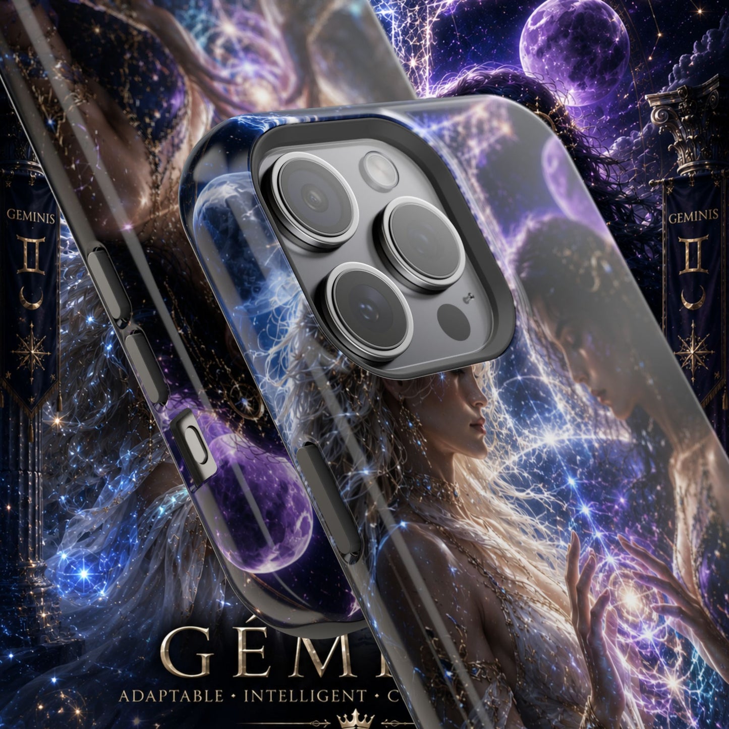 "Funda Magnética Reforzada♊ Géminis M— Reflejo del alma dividida"