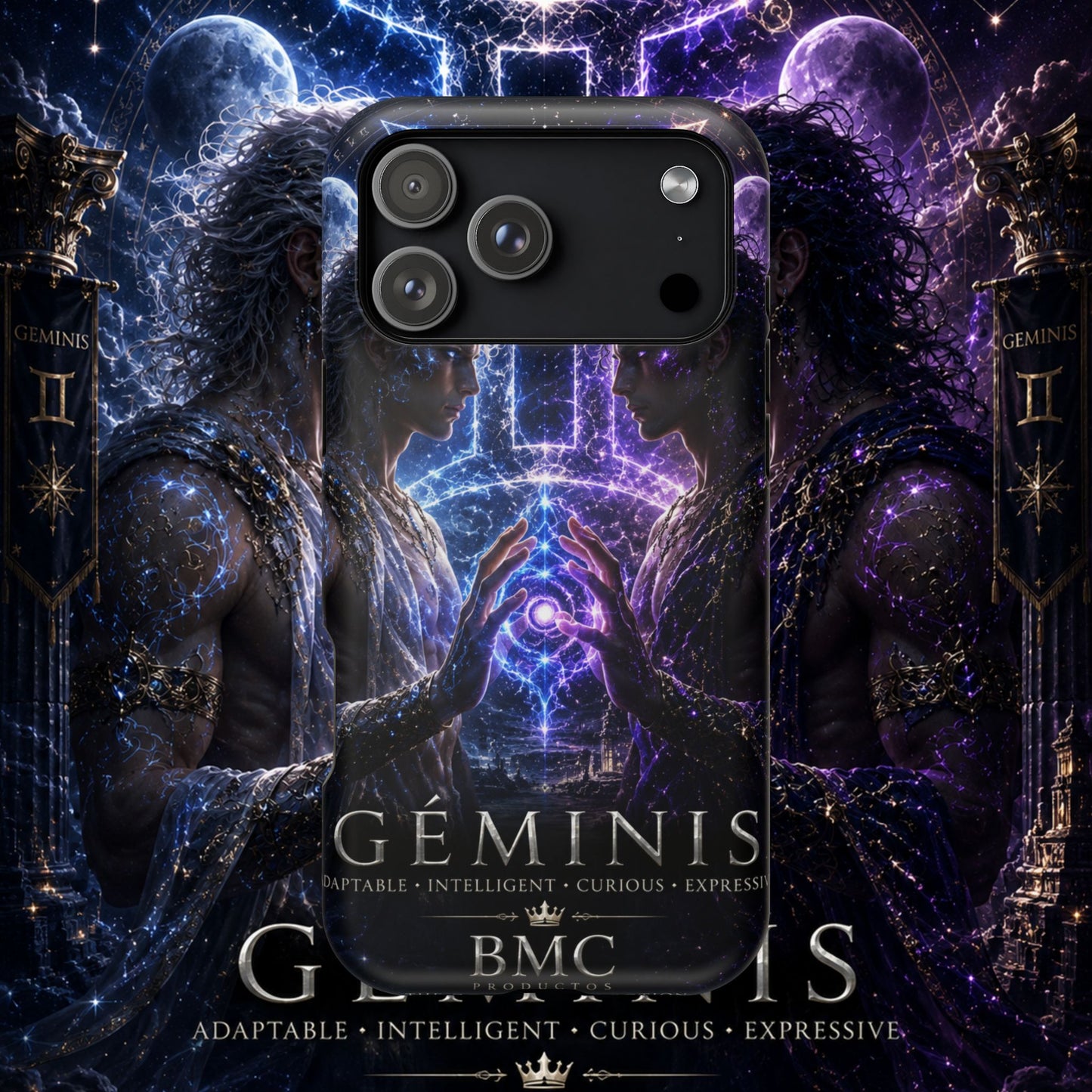 "Funda Magnética Reforzada♊ Géminis — Reflejo del alma dividida"